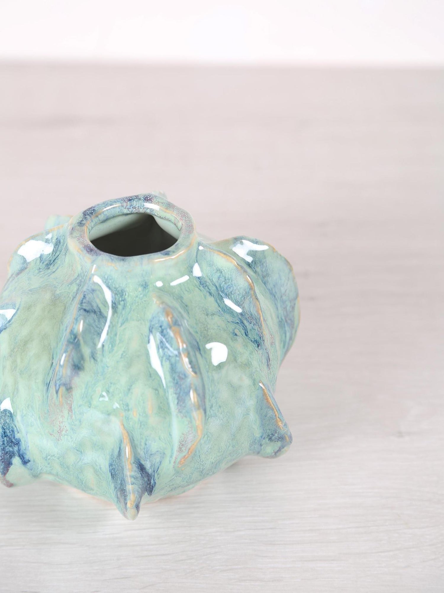 Amarrah Ceramic Irregular Vase - Petrol