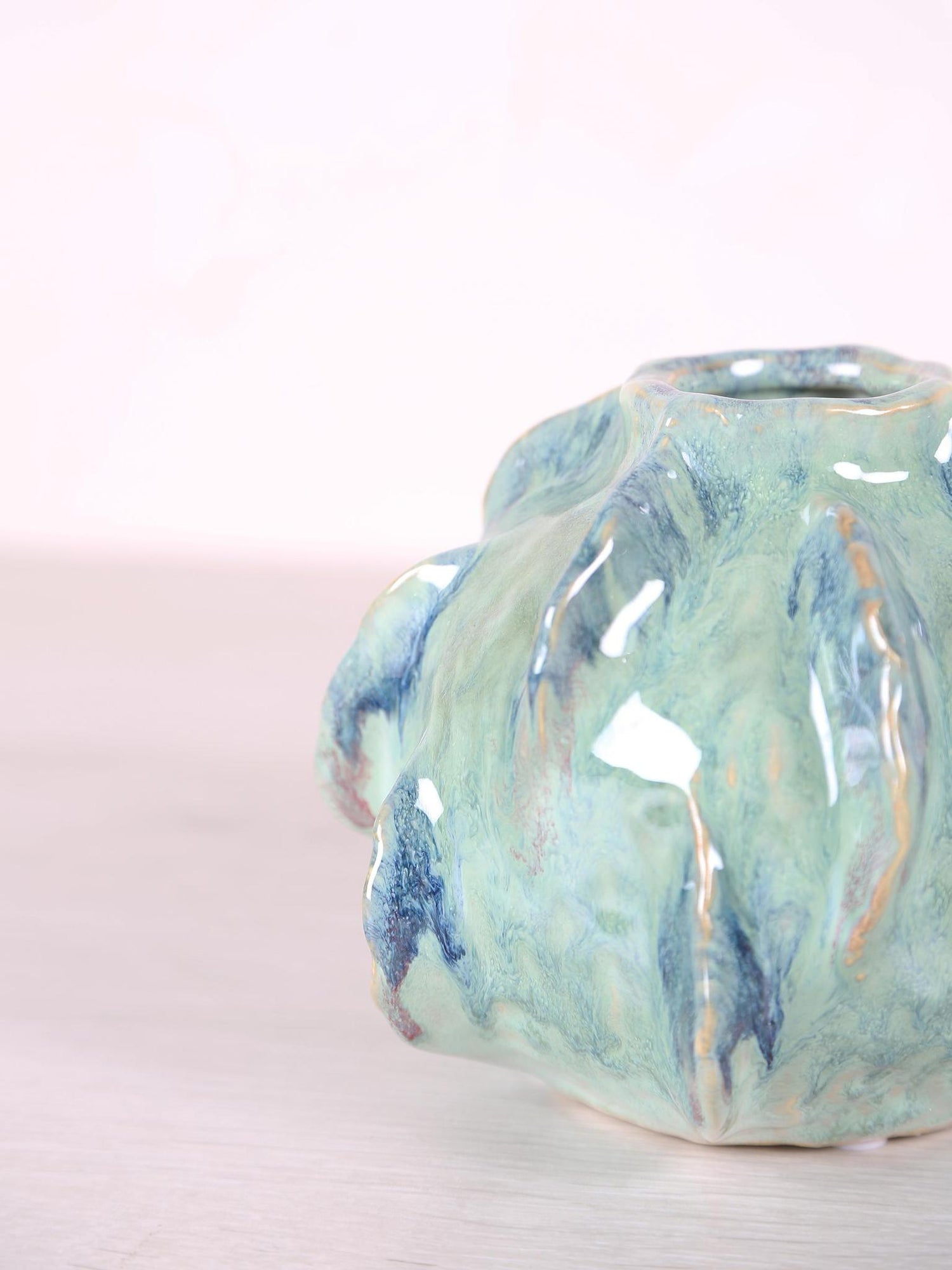 Amarrah Ceramic Irregular Vase - Petrol