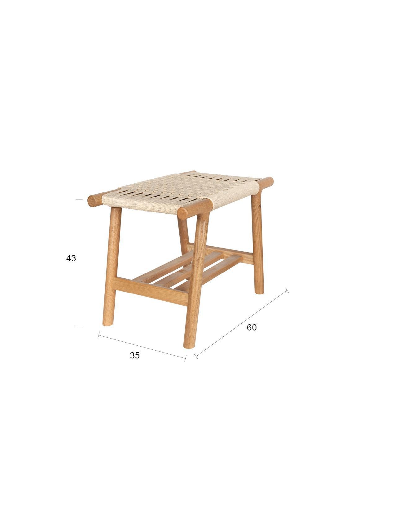 Kintaro Solid Oak, Woven Bench - 2 Colours & 2 Sizes Available