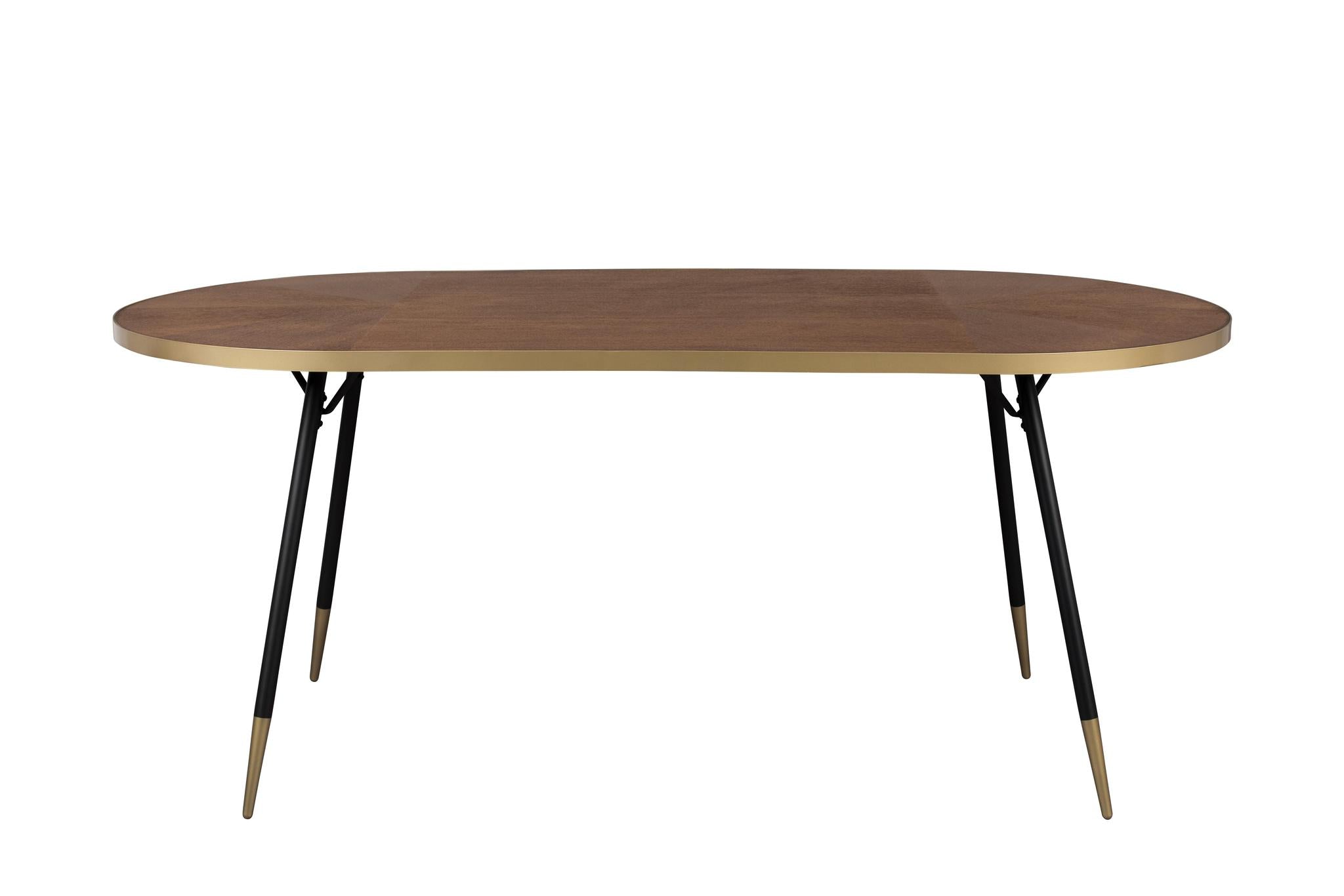 Darla Wooden Dining Table with Brass Edging