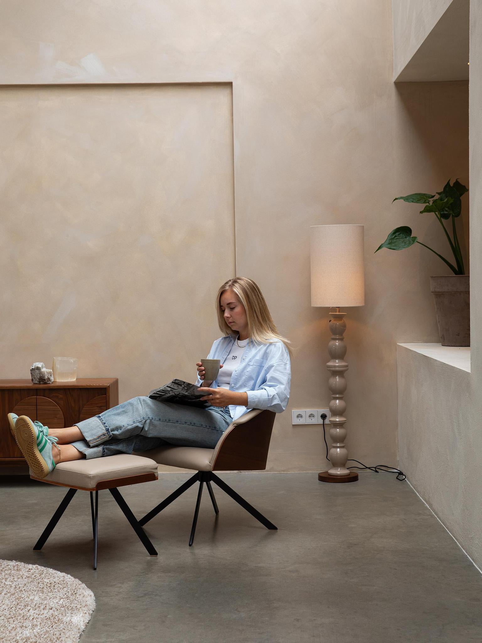 walnut brew floor lamp