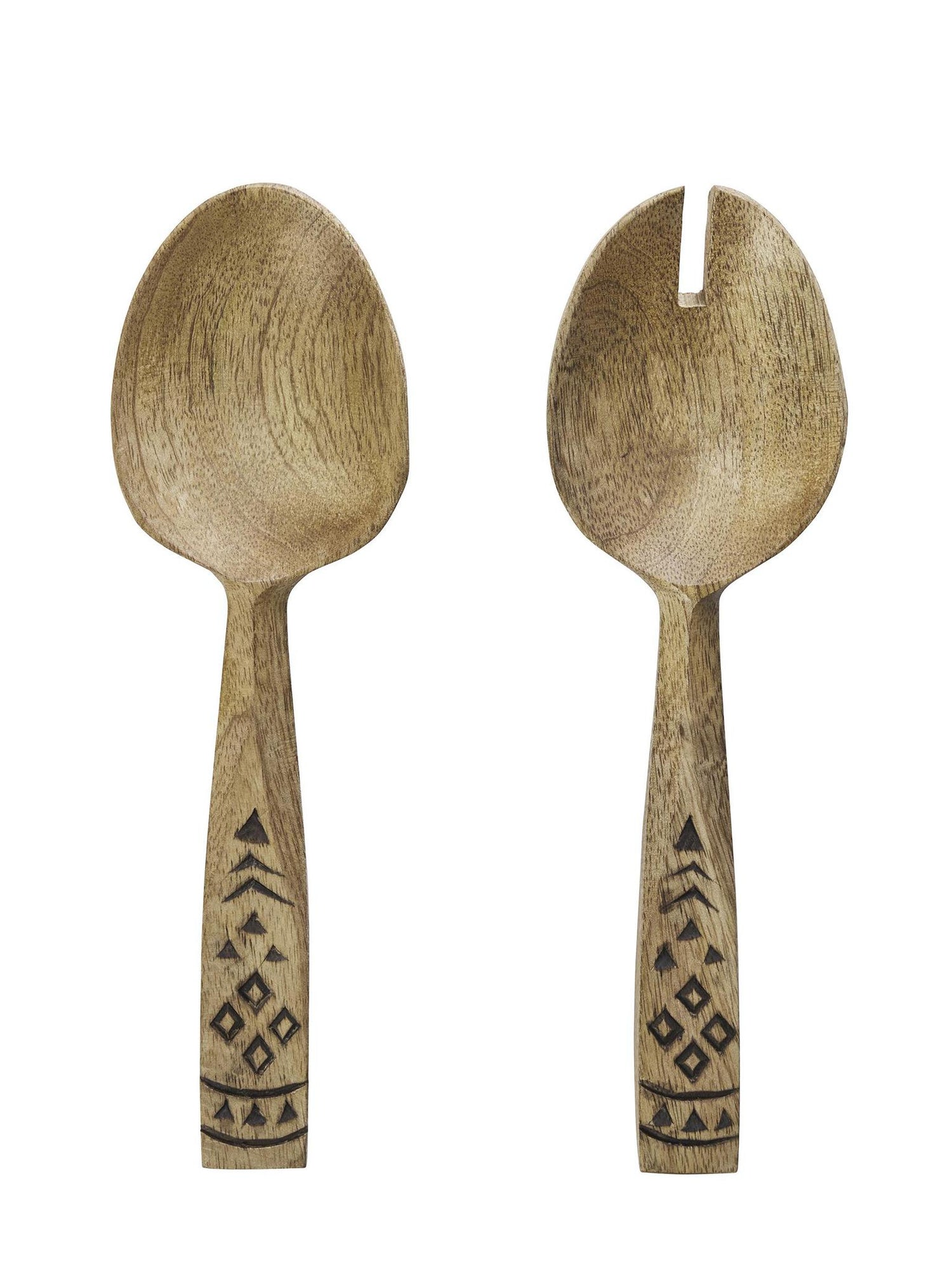 Hand Carved Wooden Salad Set