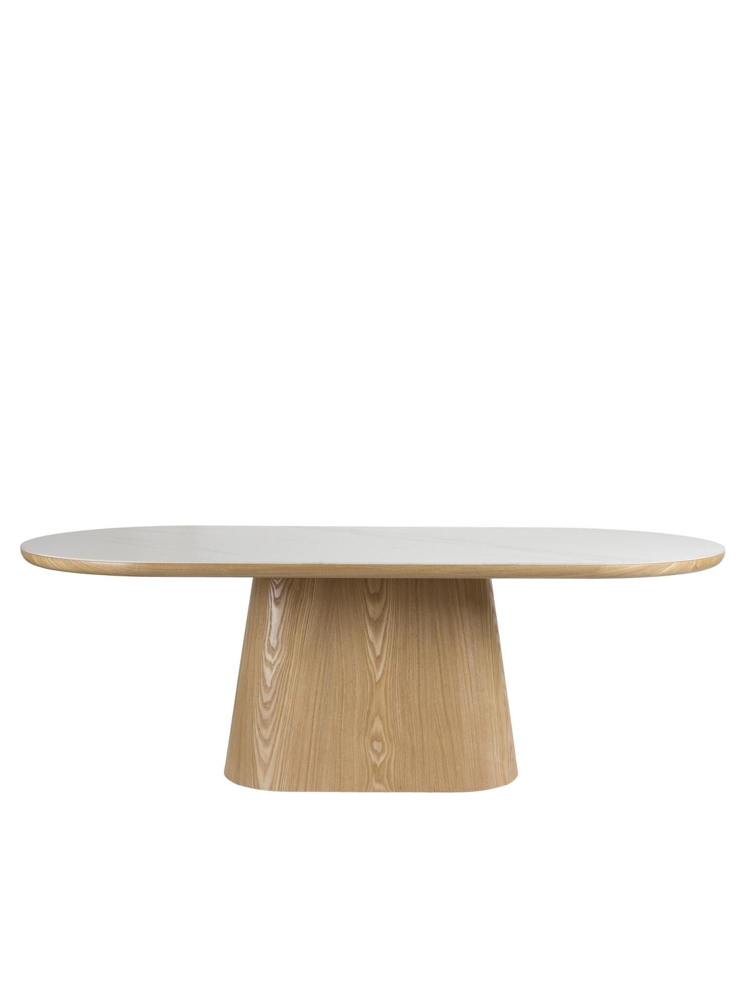 Almira Sintered Stone & Wood Oval Dining Table - 2 Colours Available