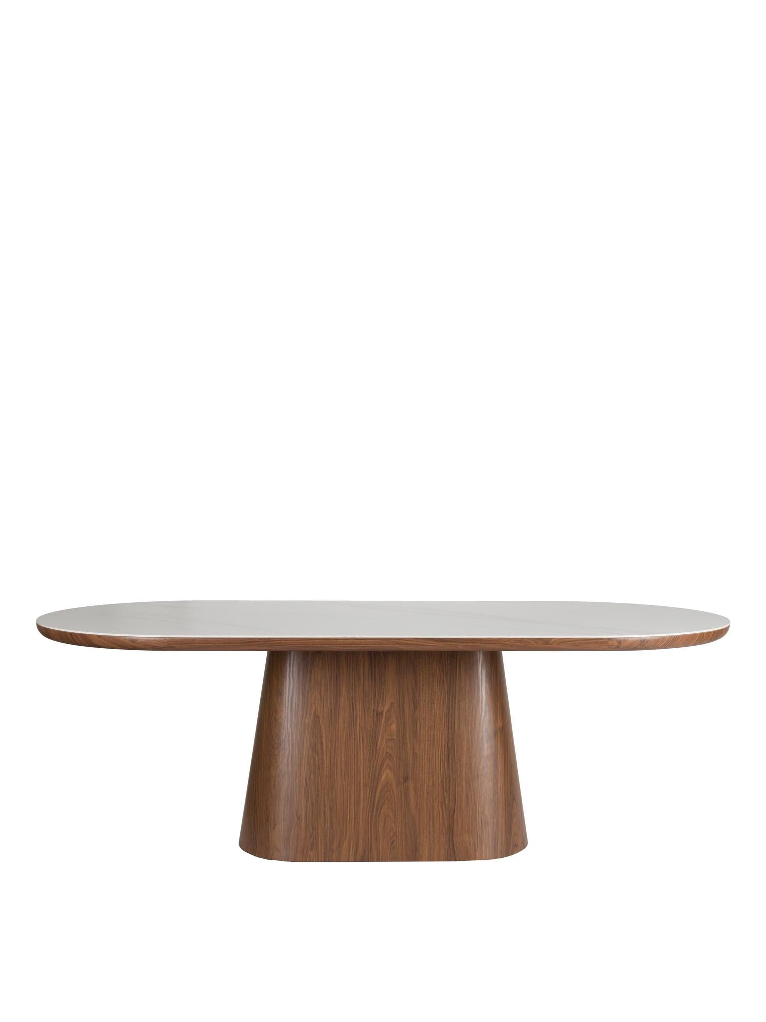 Almira Sintered Stone & Wood Oval Dining Table - Walnut - 2 Sizes Available
