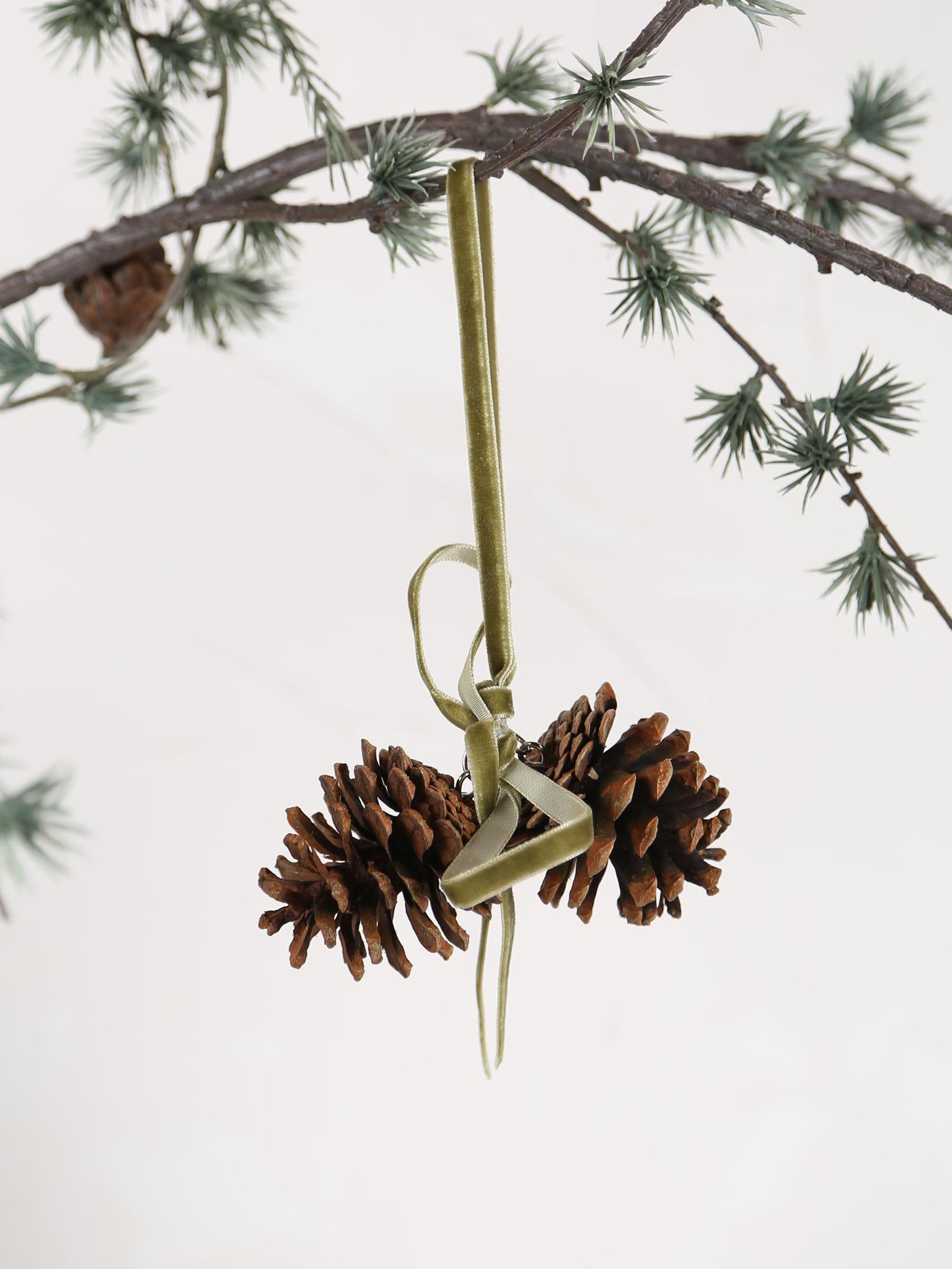 Pinecone Decoration With Sage Bow