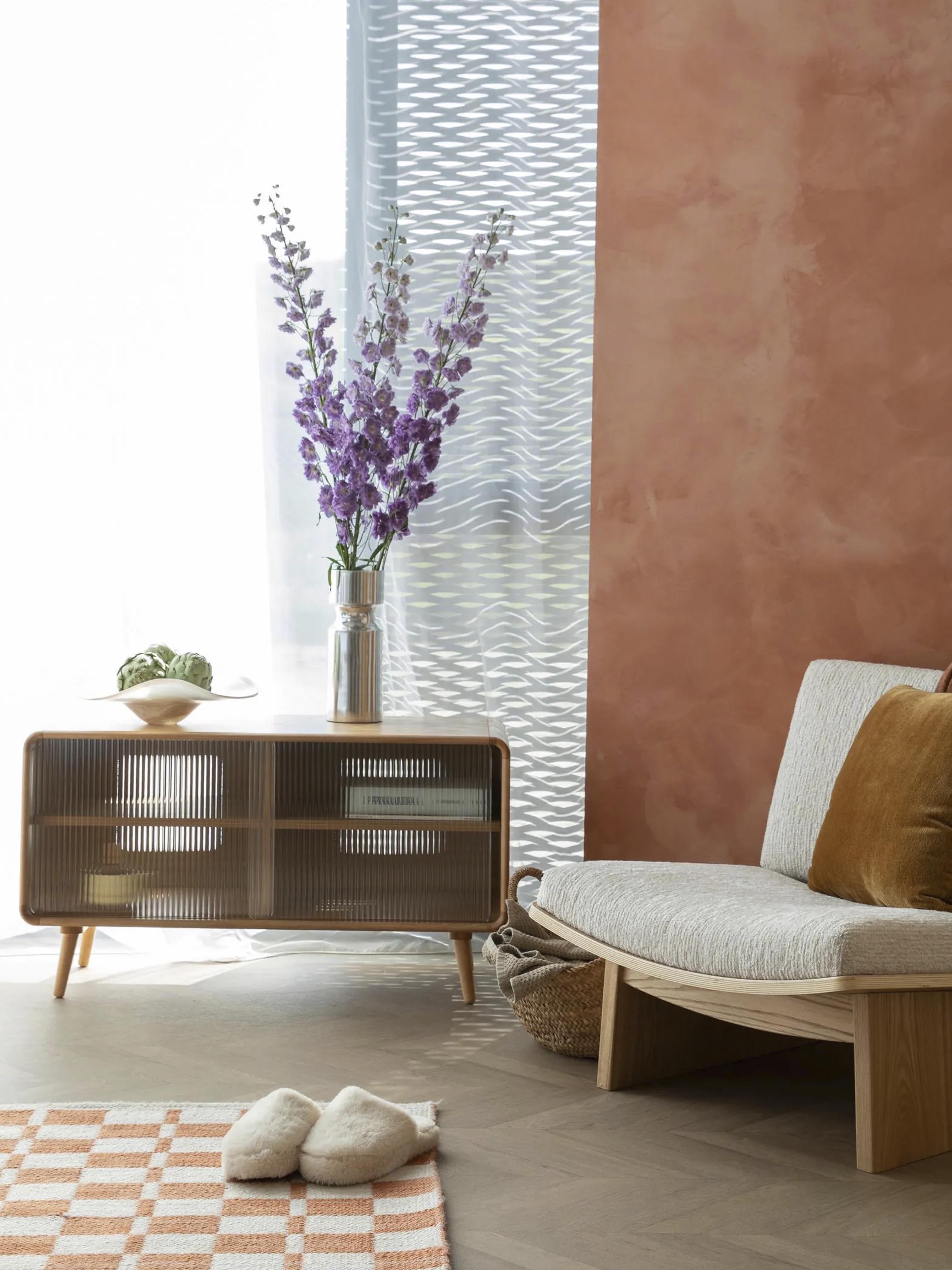 Rise Wood & Ribbed Glass Sideboard - Natural - Medium