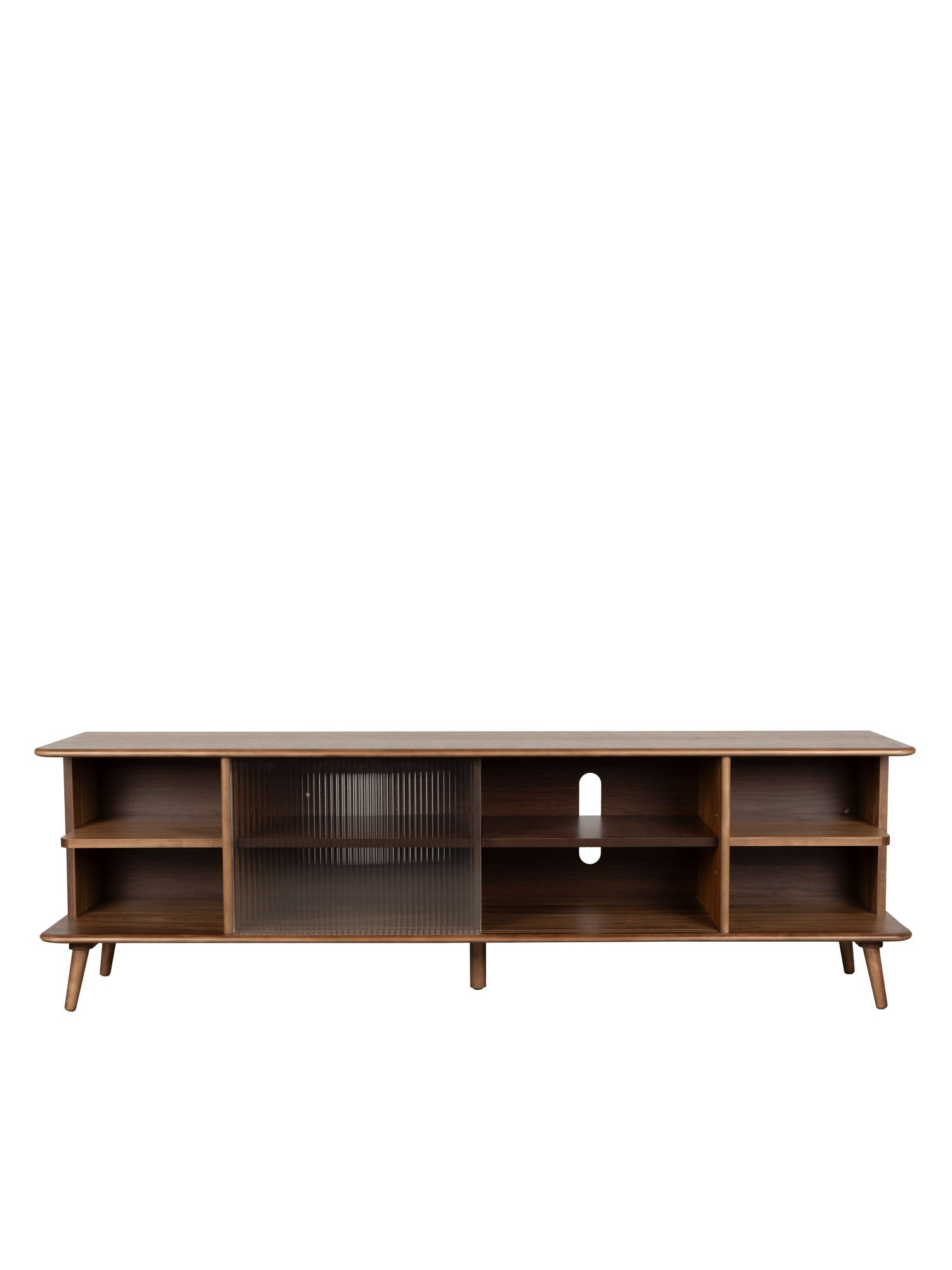 Rise Wood & Ribbed Glass Sideboard - Walnut - Large