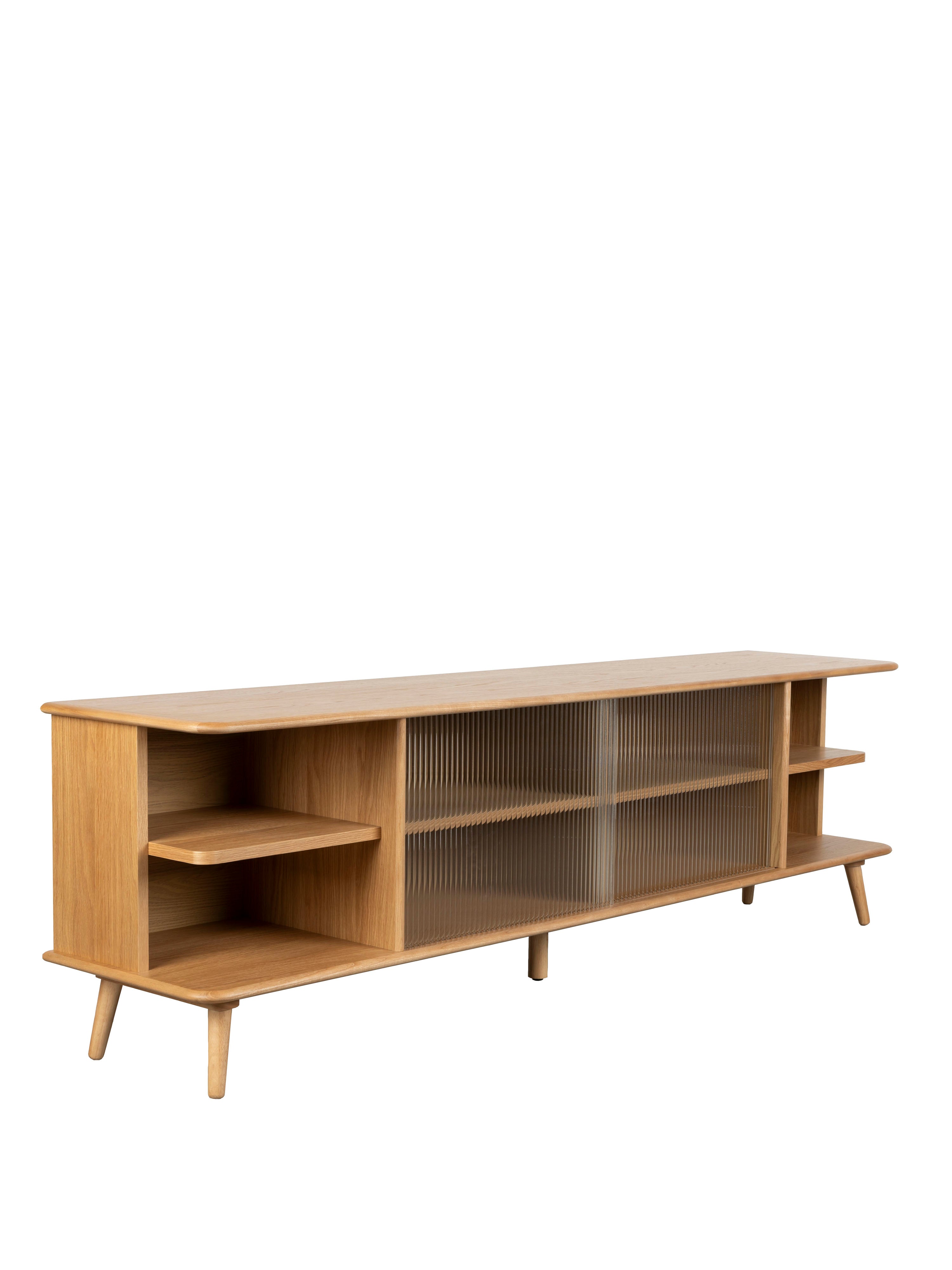 Rise Wood & Ribbed Glass Sideboard - Natural - Large