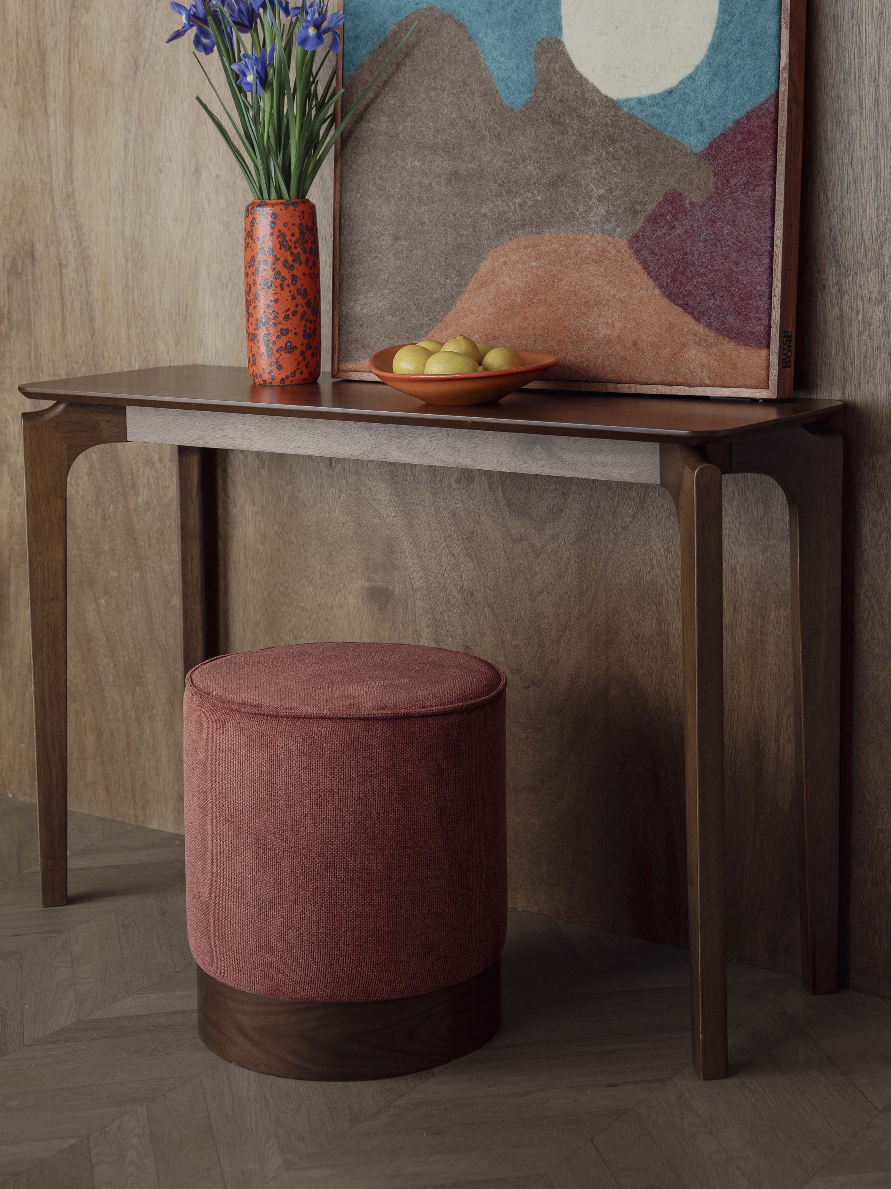 Bellevue Walnut Stool - Burnt Red