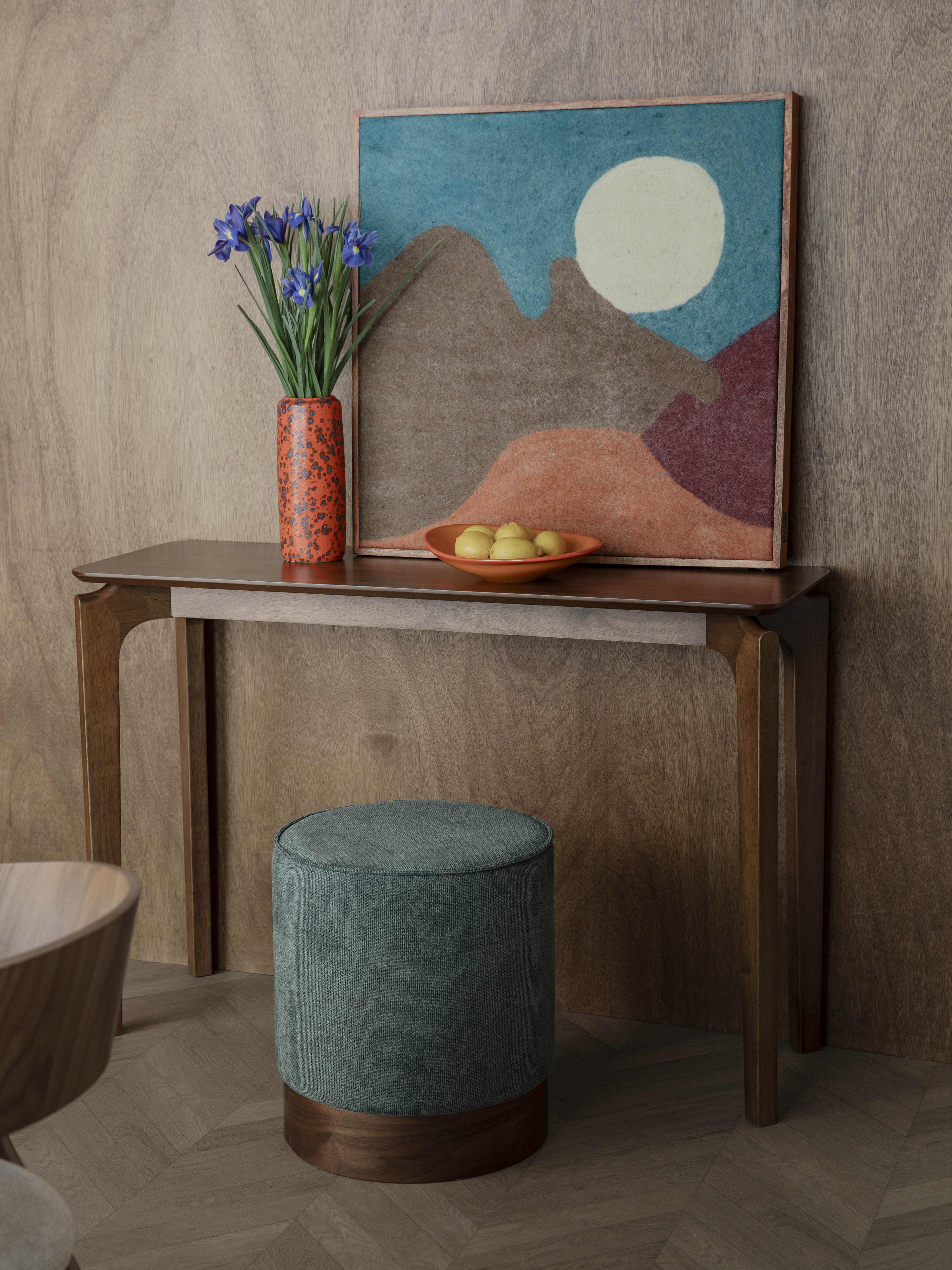 Bellevue Walnut Stool - Green