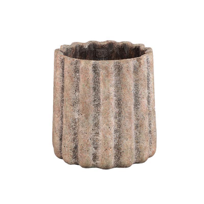 Jaydean Grey Cement Pot - Ribbed - 3 Sizes Available