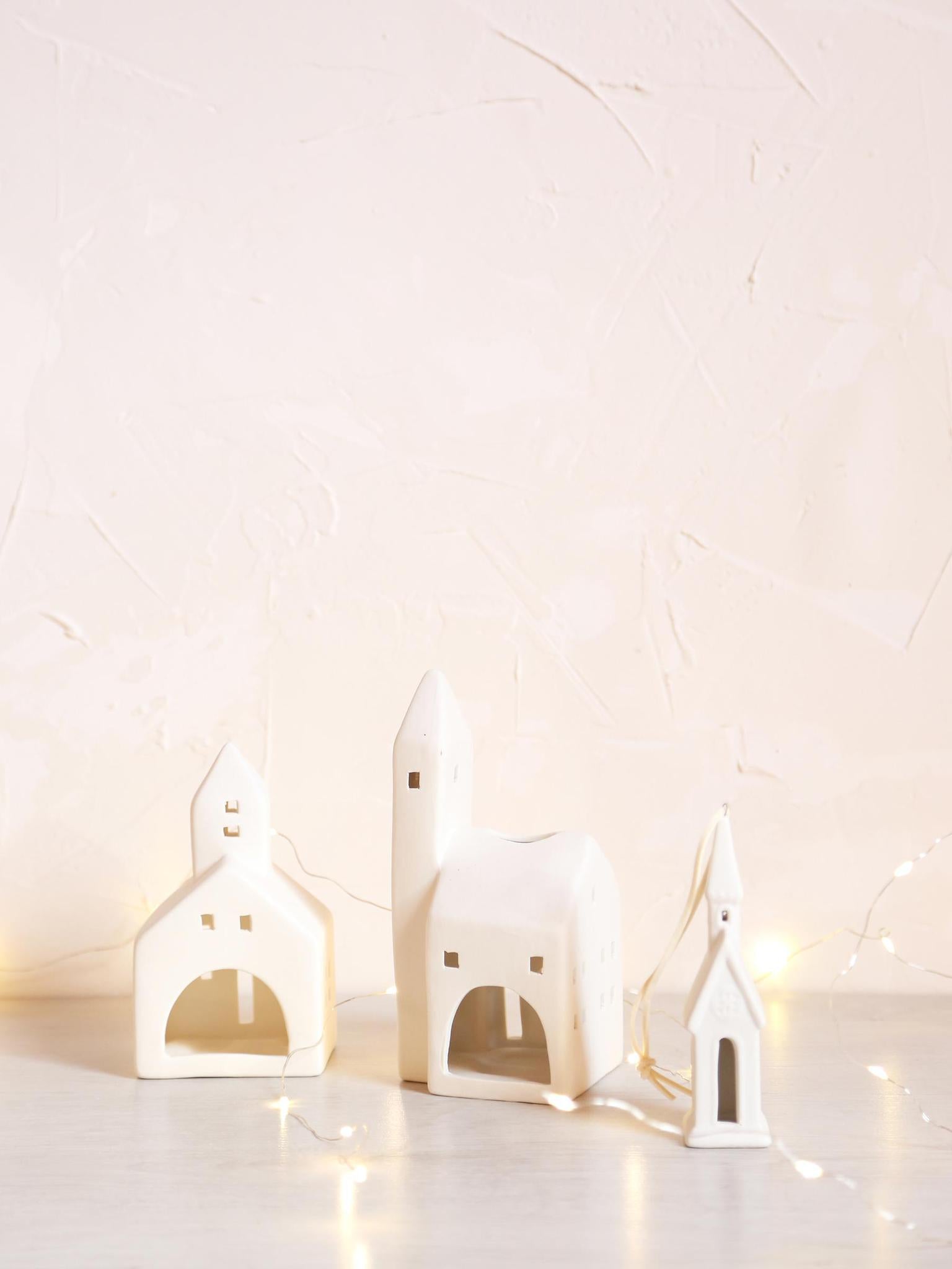 Decorative Ceramic Town Hall - White