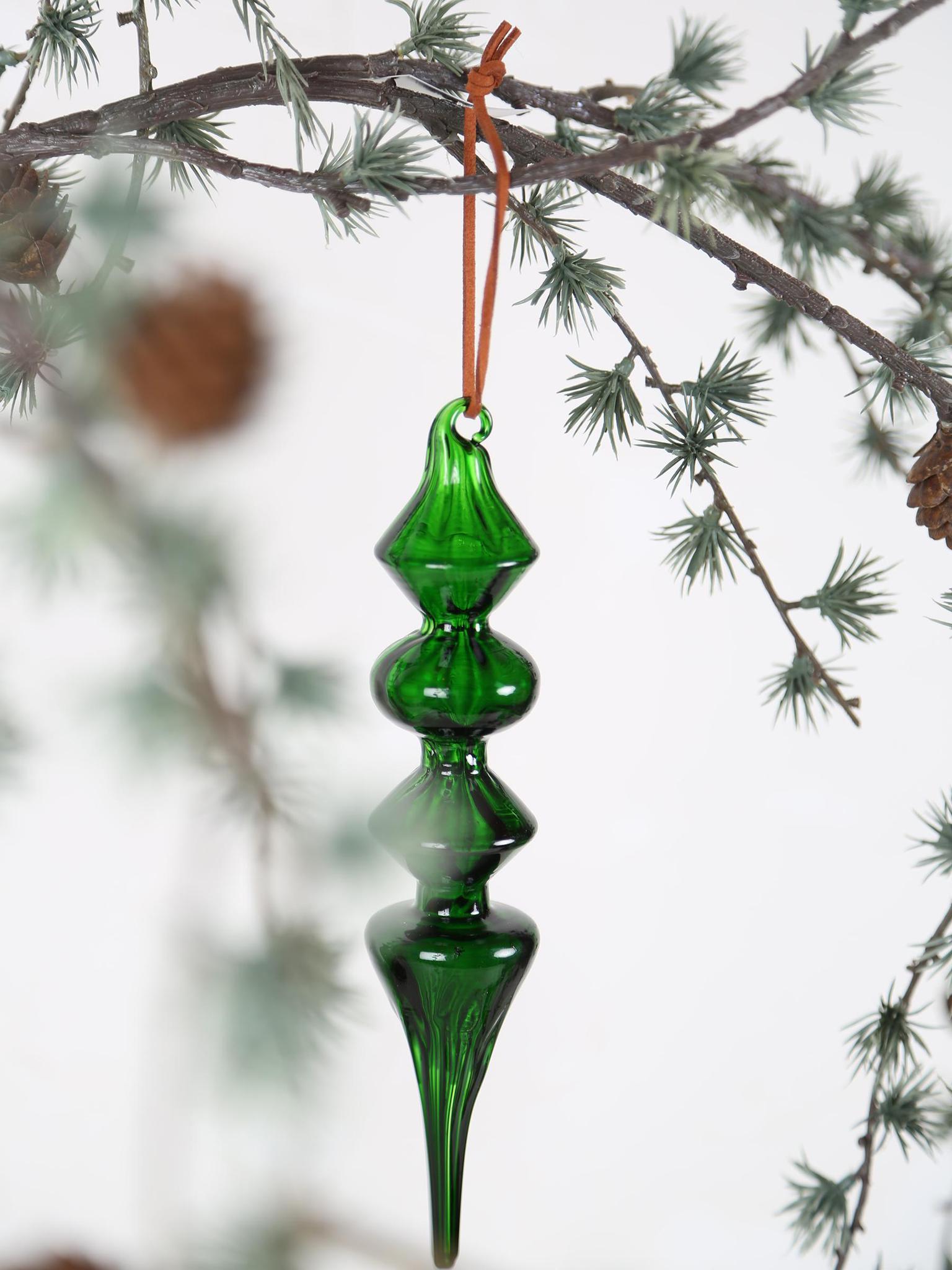Larron Green glass Angular Swirl Ornament
