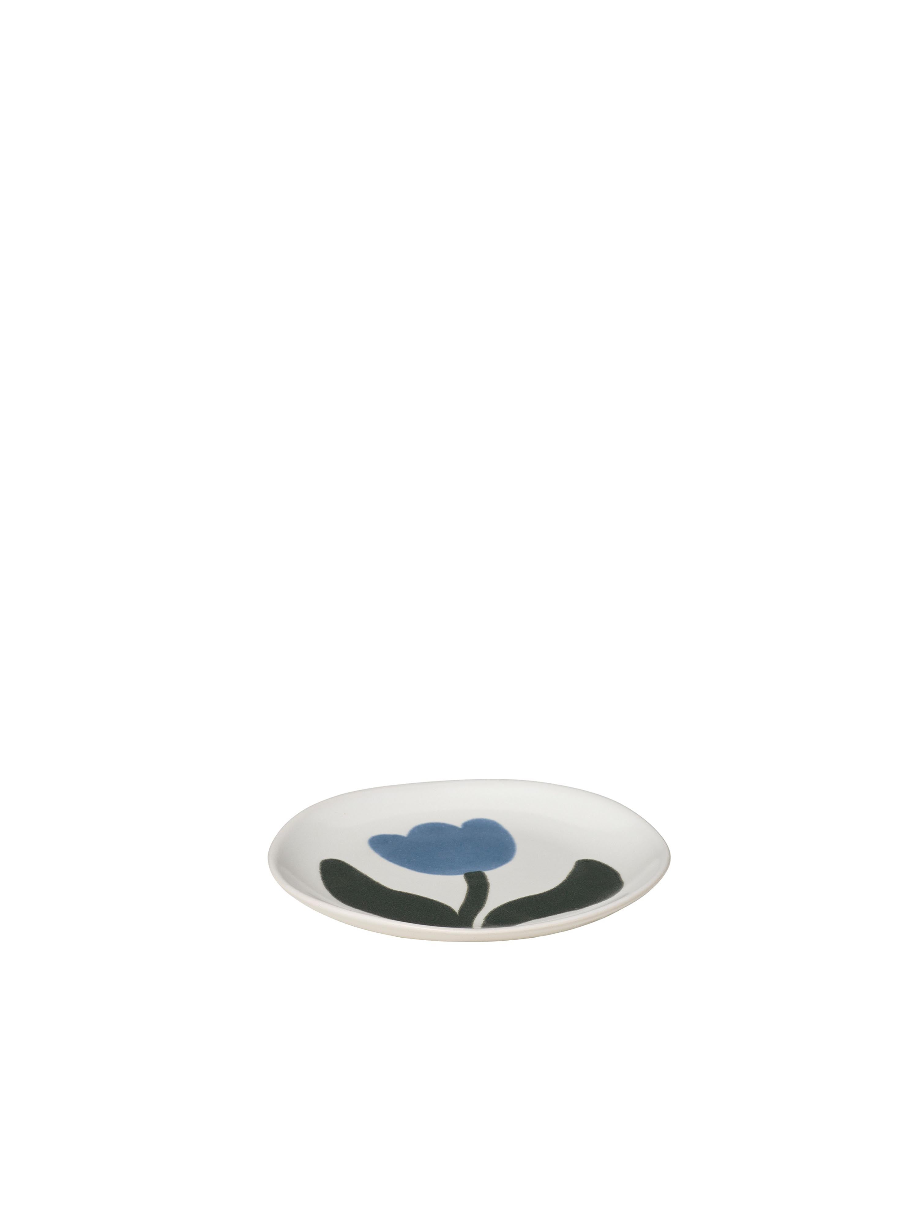 Broste Dora Set of 4 Small Side Plates - Dusty Blue/Agave Green