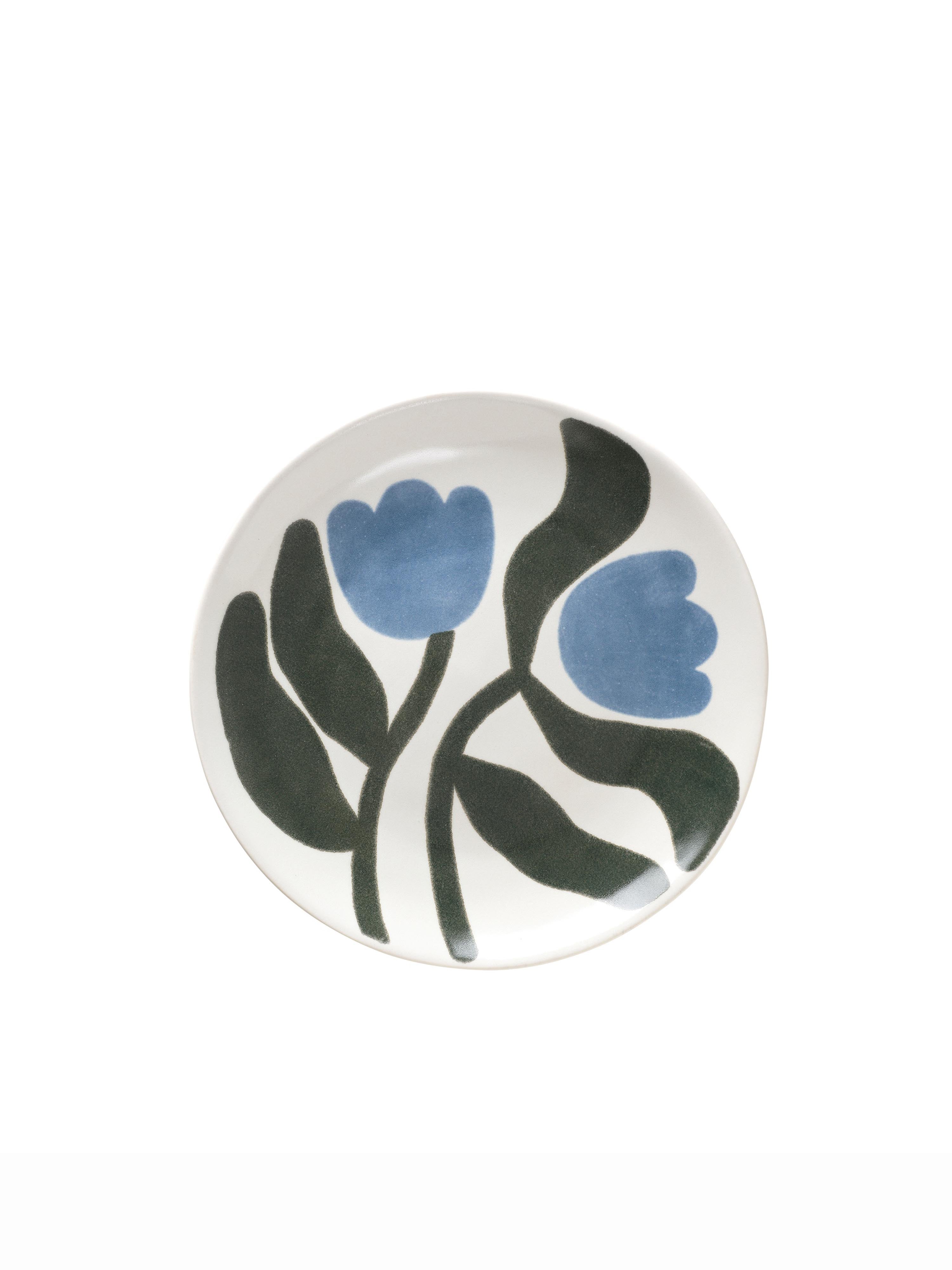 Broste Dora Set of 4 Side/Dessert Plates - Dusty Blue/Agave Green