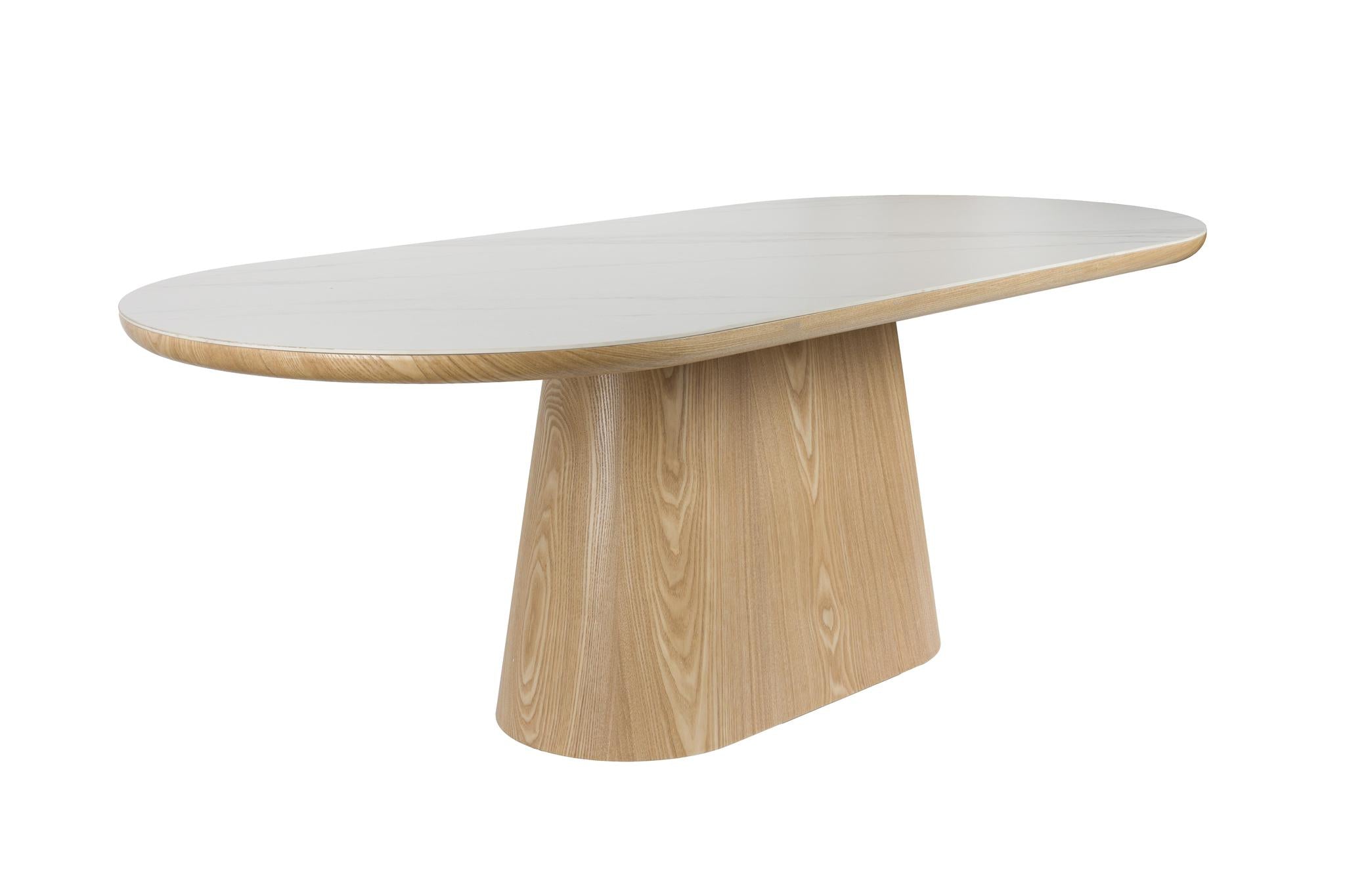 Almira Sintered Stone & Wood Oval Dining Table - 2 Colours Available