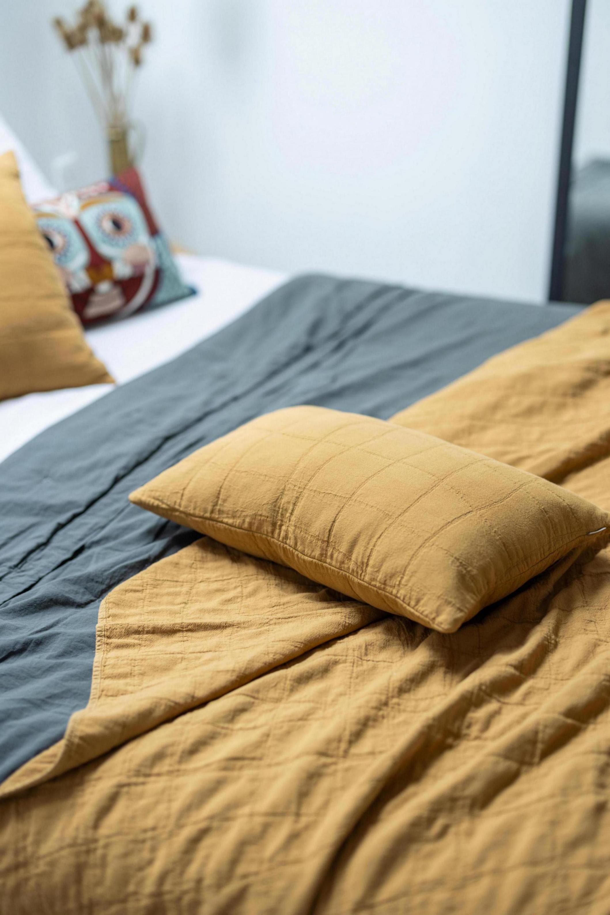 Large Titou Recycled Plaid Bed Throw - Havana