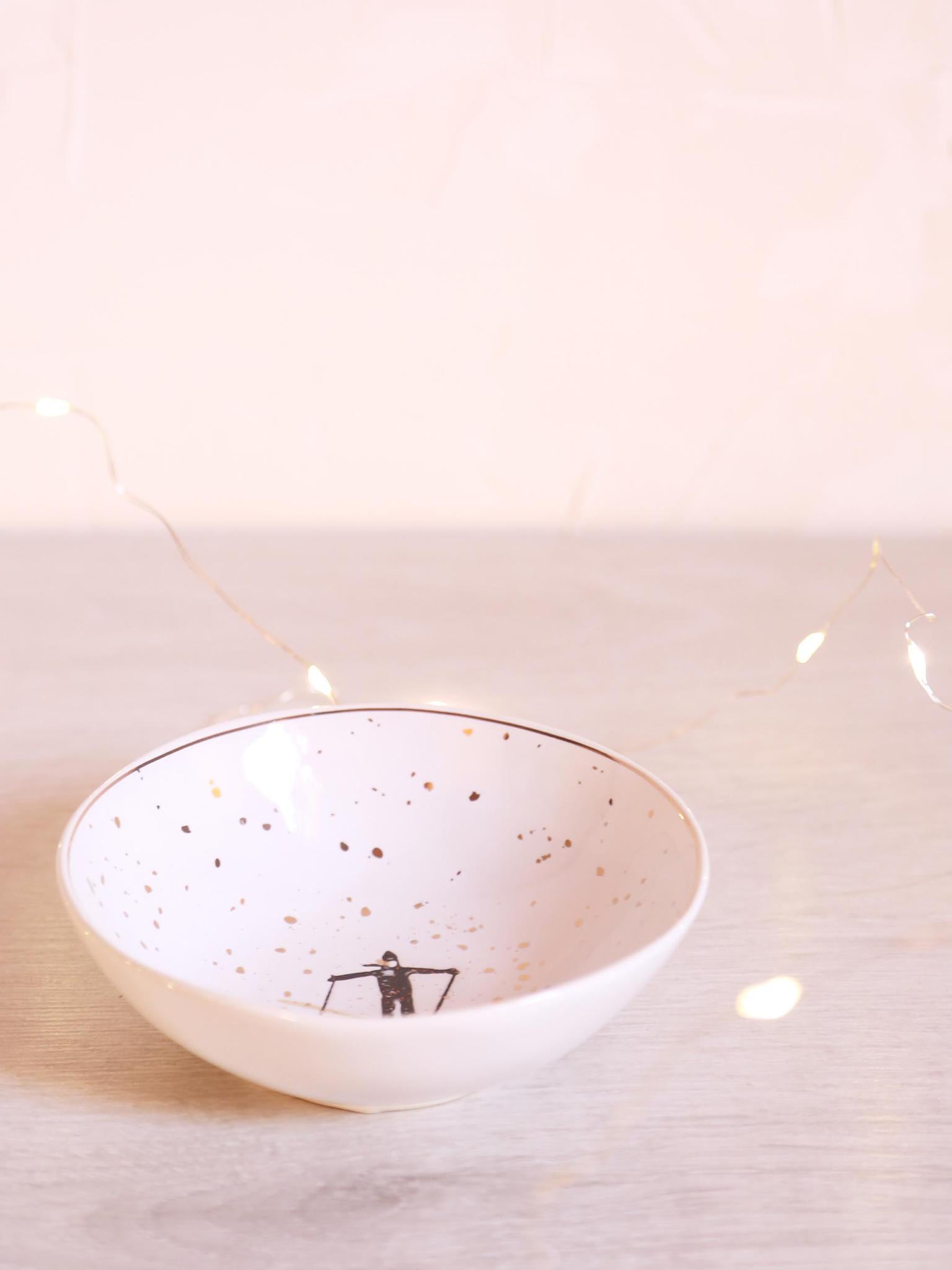 Ceramic Bowl - Skiing Illustration