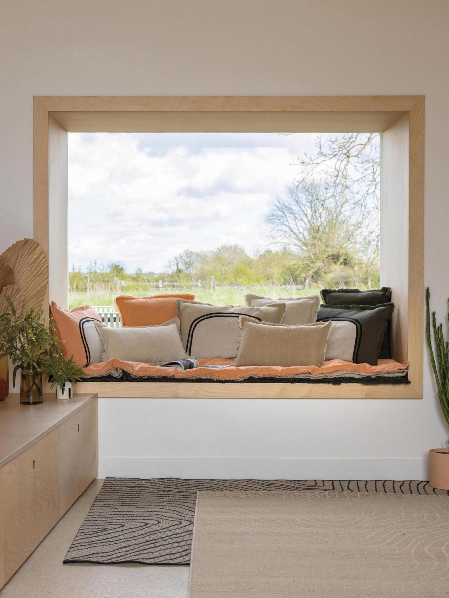 Laly Linen & Cotton Plain Cushion - Galet - 2 Sizes Available