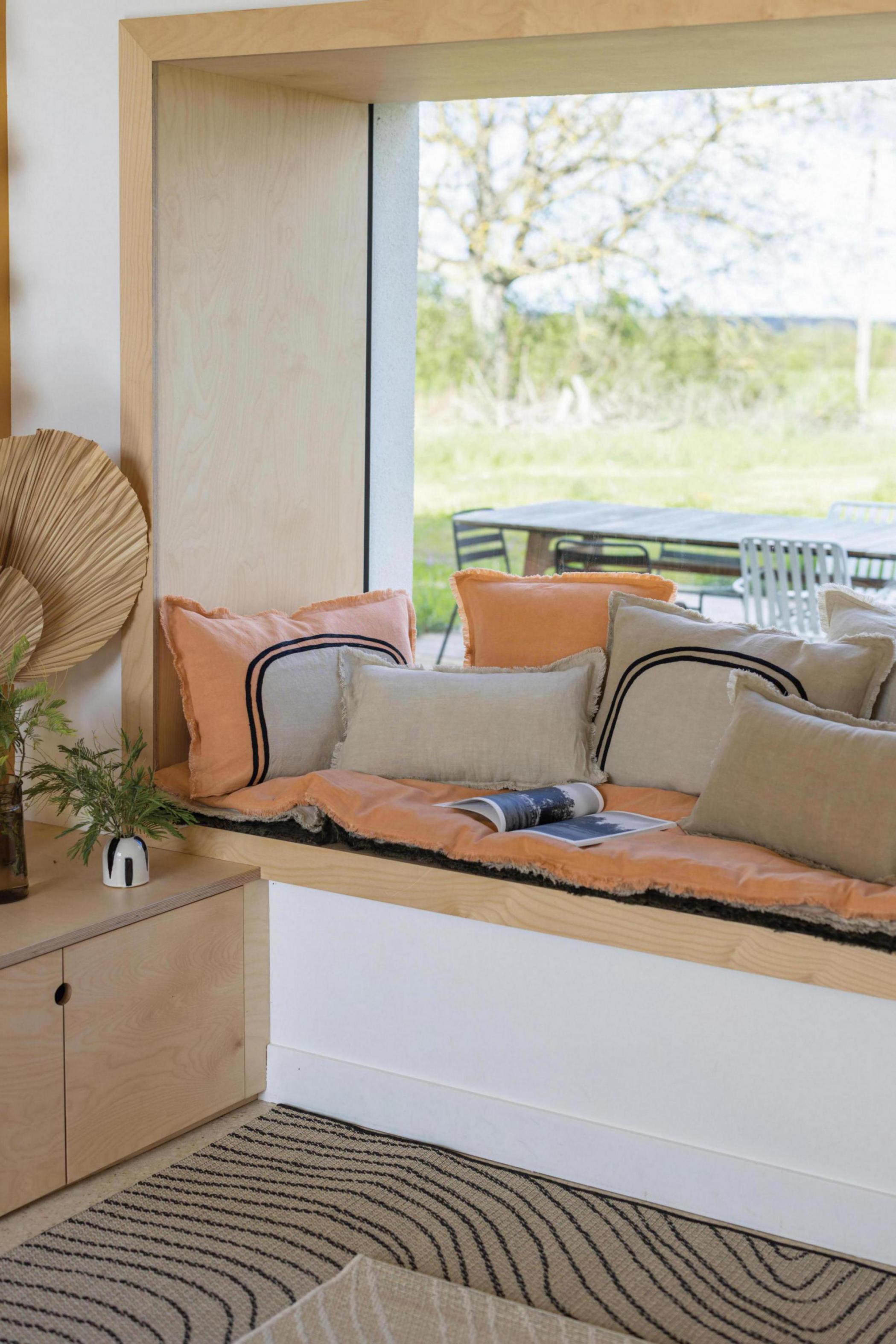 Laly Linen & Cotton Plain Cushion in Lin - 30 x 50cm