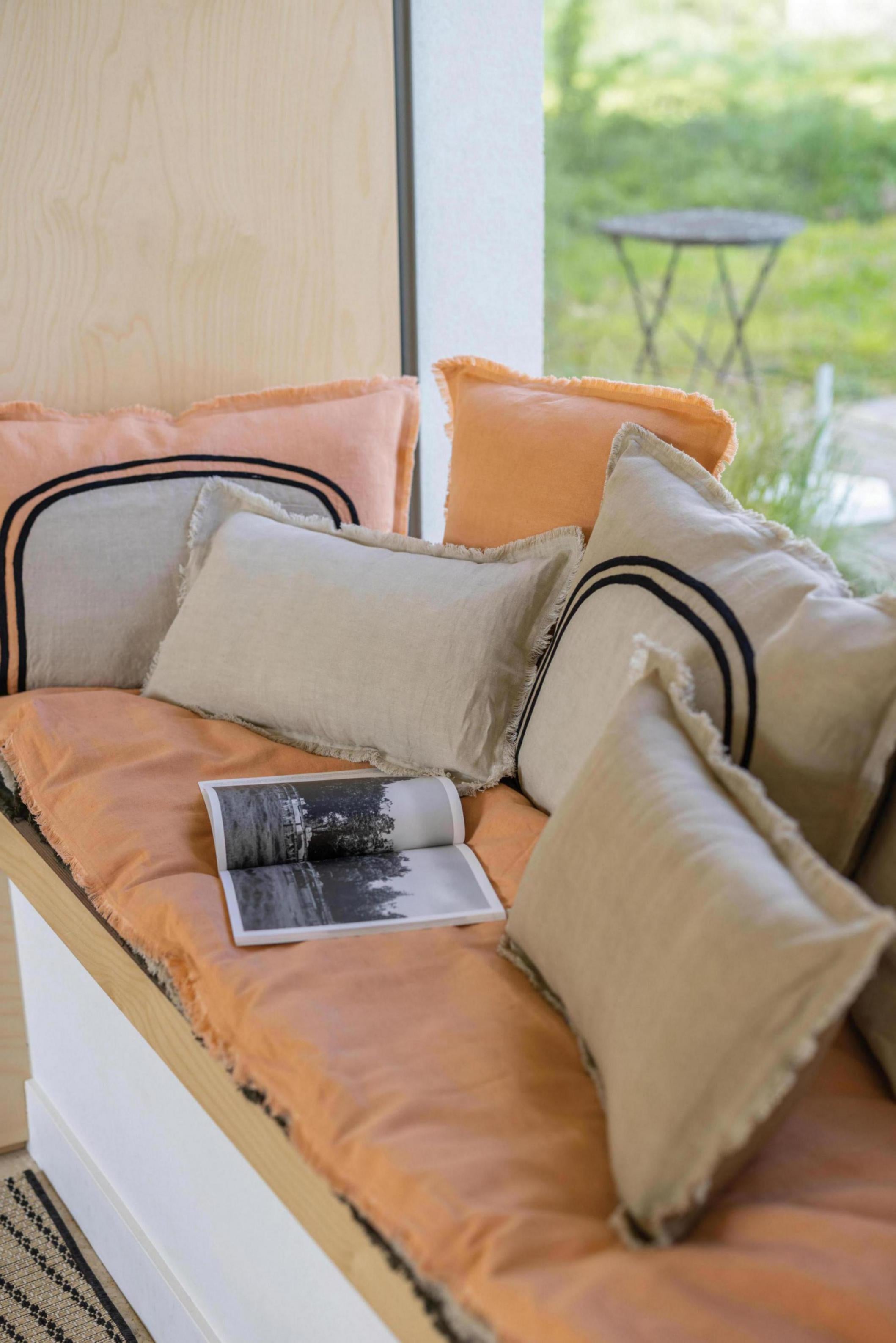 Laly Linen & Cotton Plain Cushion in Lin - 30 x 50cm