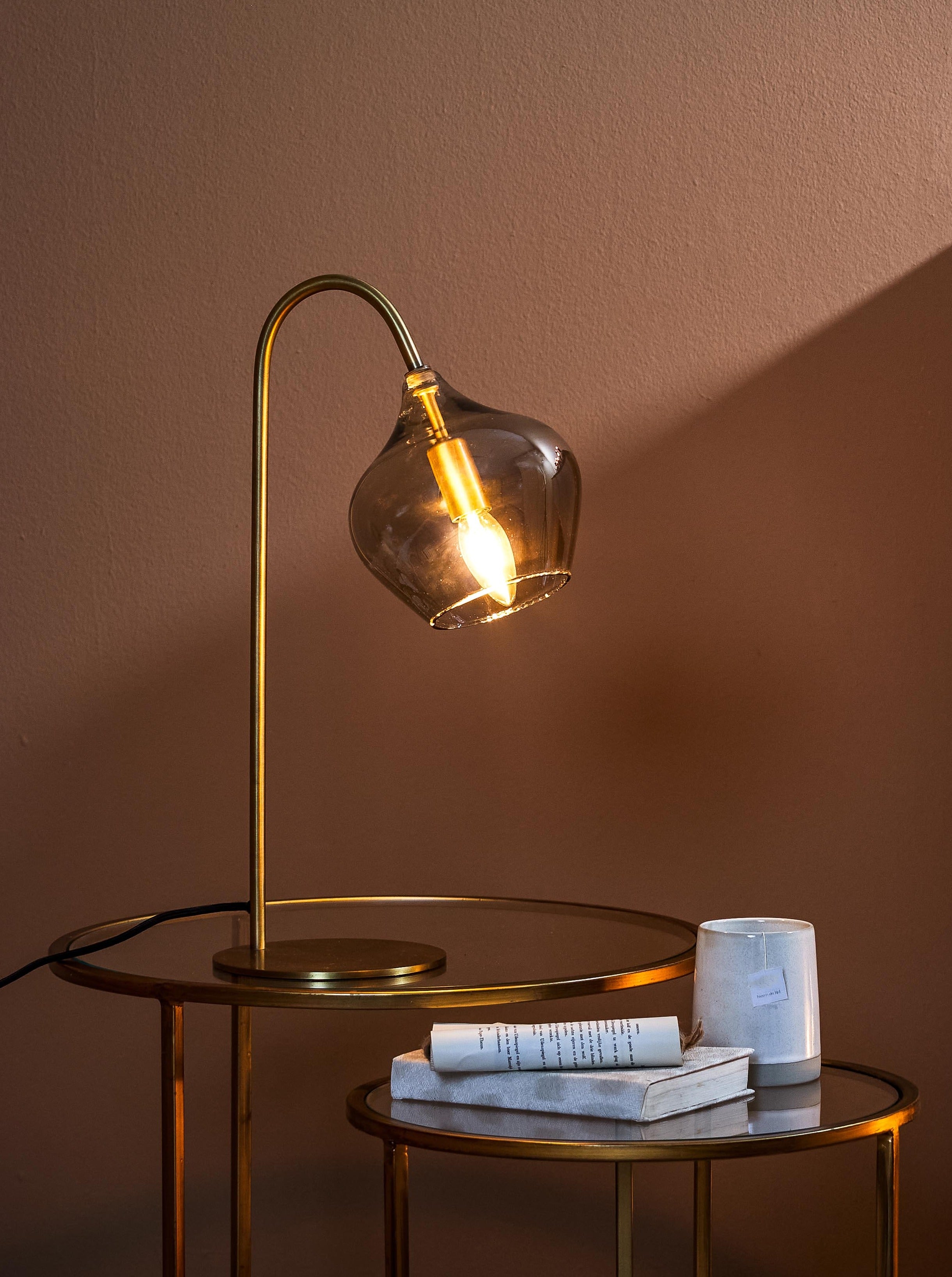 Rakel Table Lamp - Antique Bronze & Smoked Glass
