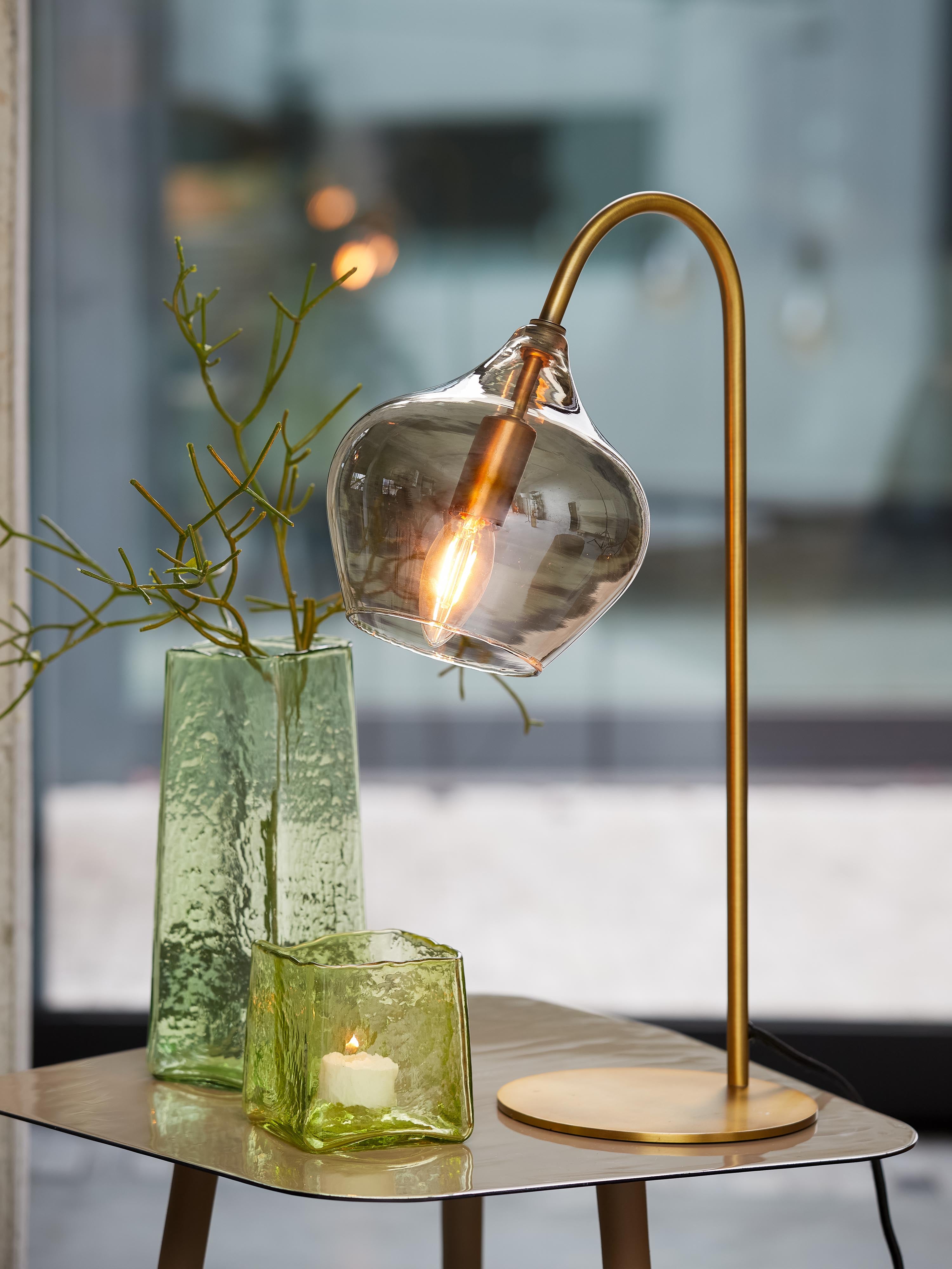 Rakel Table Lamp - Antique Bronze & Smoked Glass
