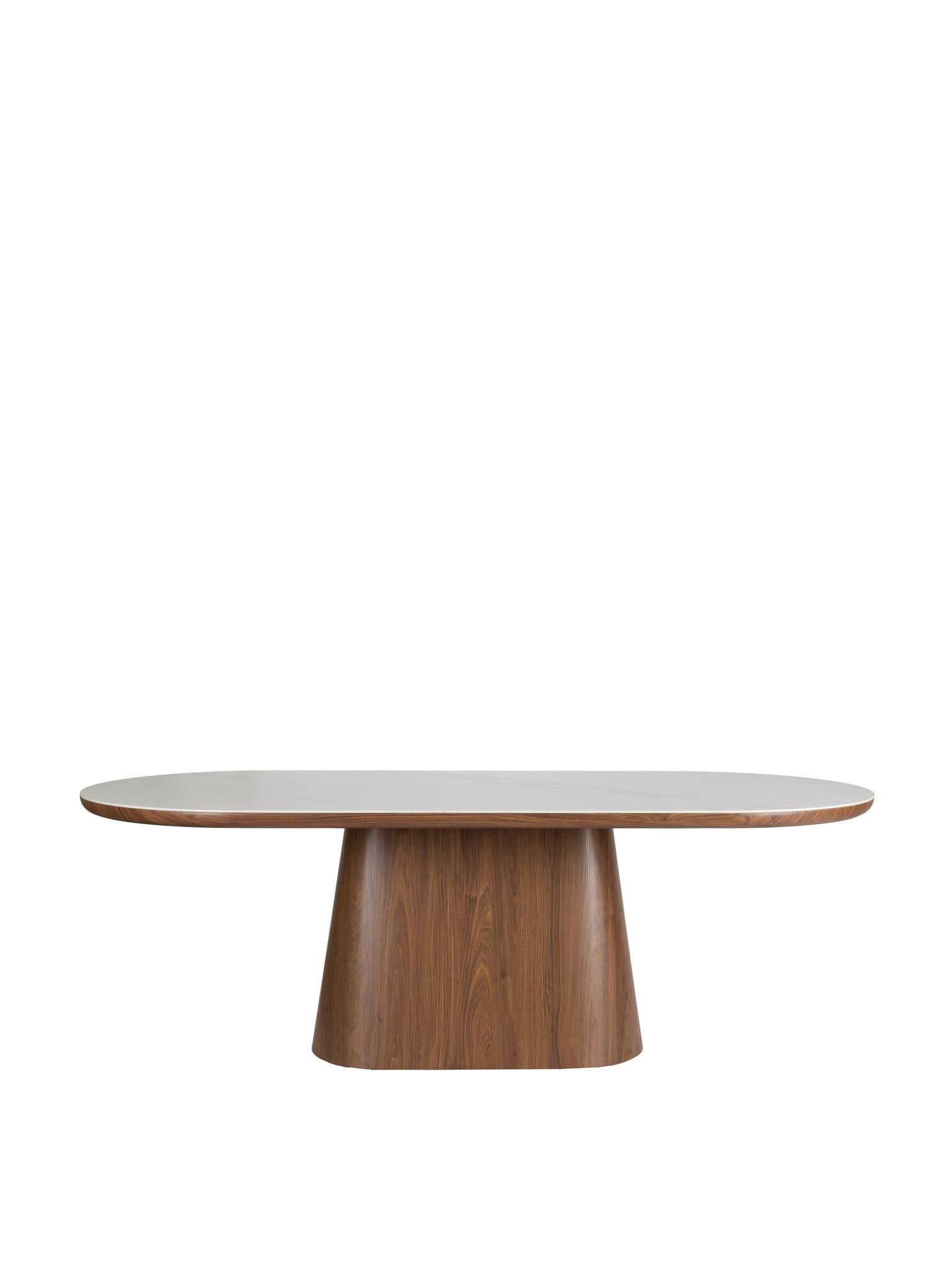 Almira Sintered Stone & Wood Oval Dining Table - Walnut - 2 Sizes Available