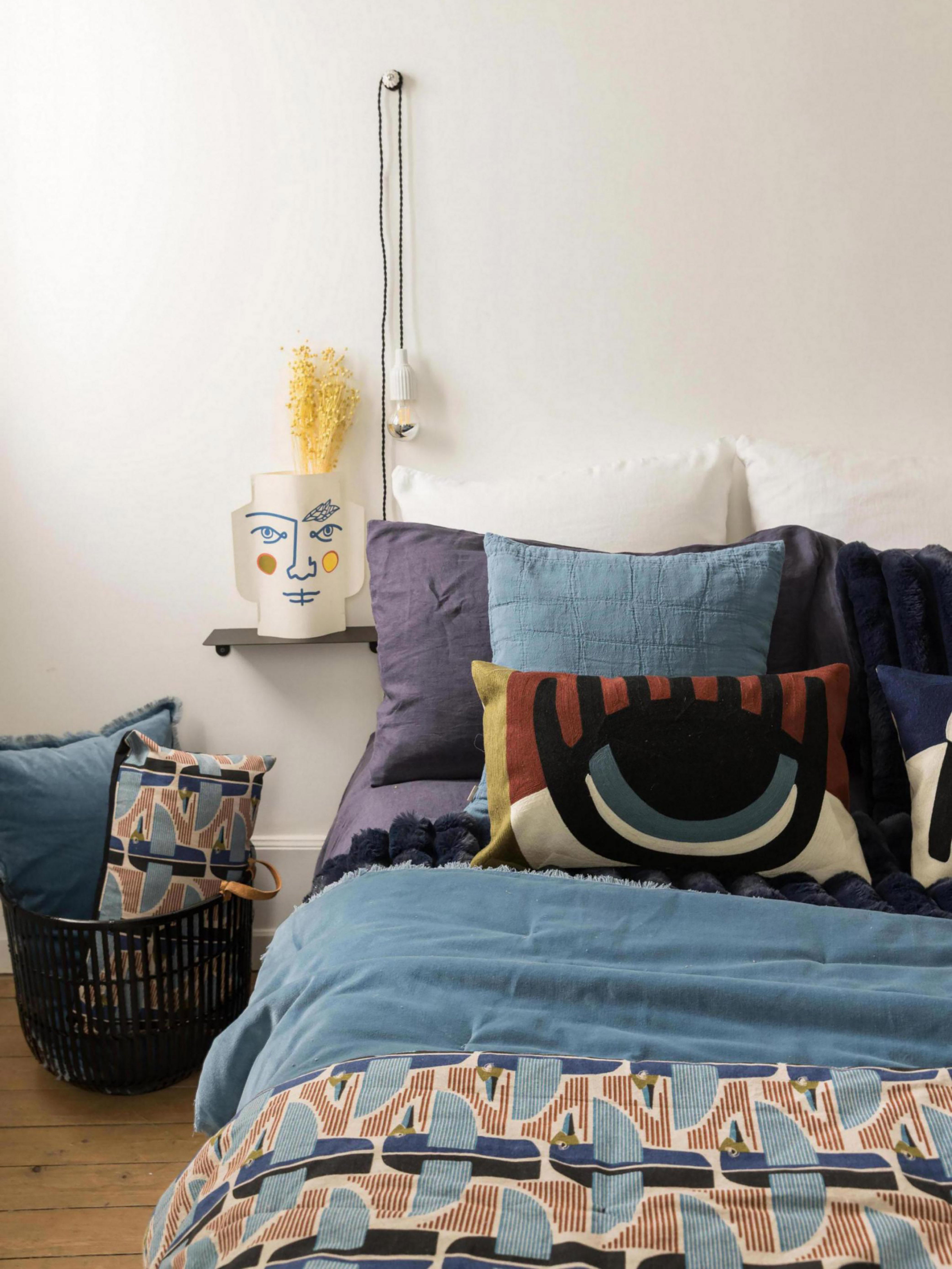 Farel Embroidered Cushion - Geranium -