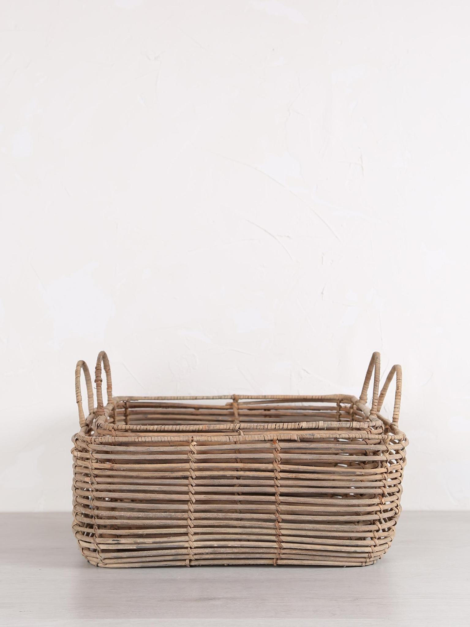 Harper Shallow Basket - Nature grey - 2 Sizes Available