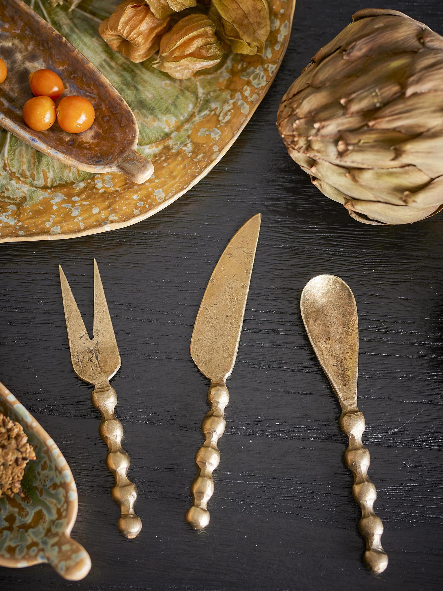 Haolin Cheese Utensils, Brass - set of 3