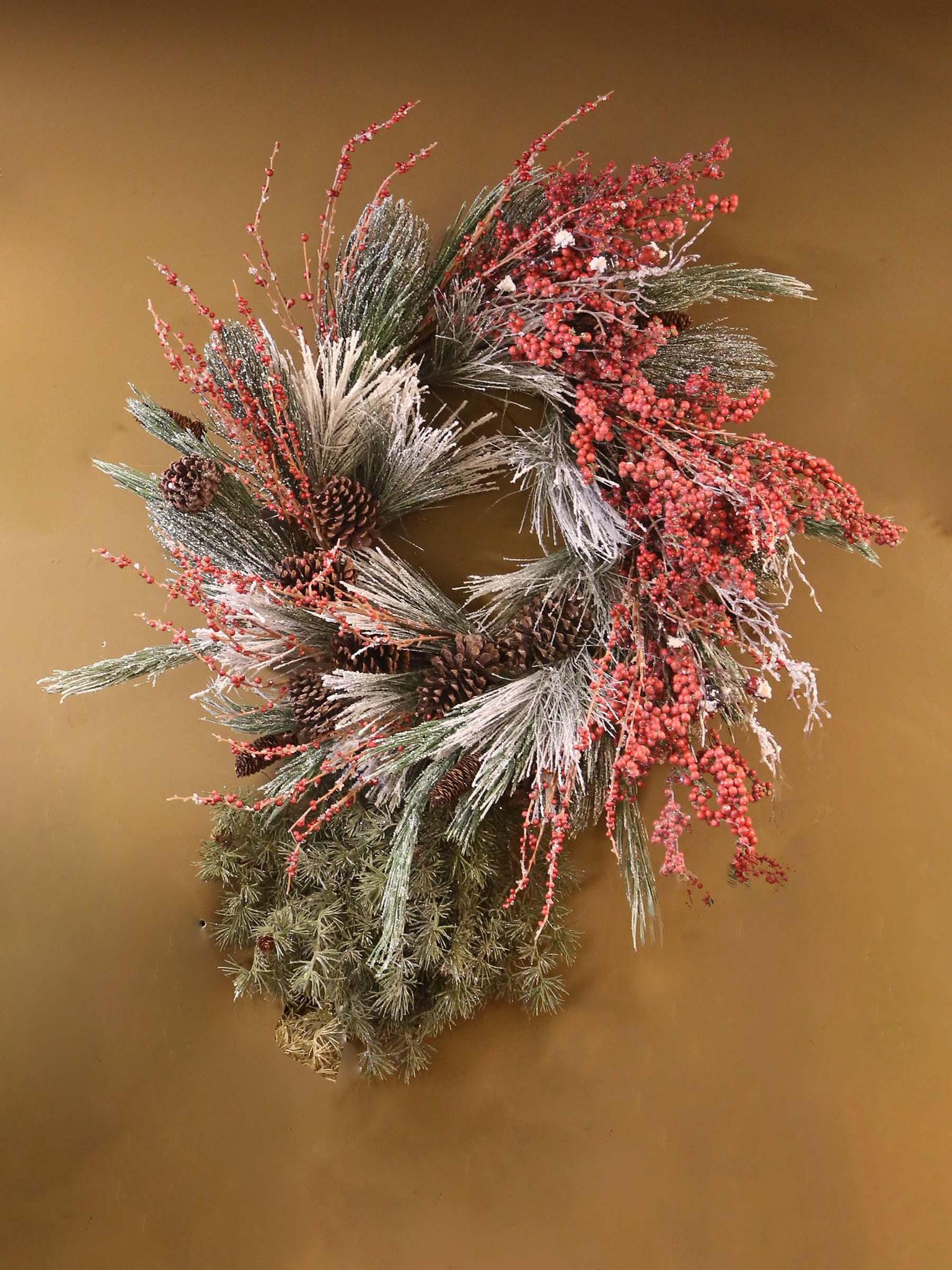 Deluxe Faux Berry And Pine Wreath