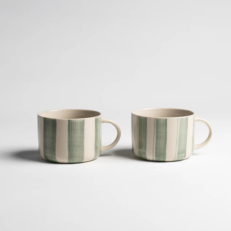 Cornflower Mug - Brushed Sage Green - Set Of 2 - 3 Size Options Available