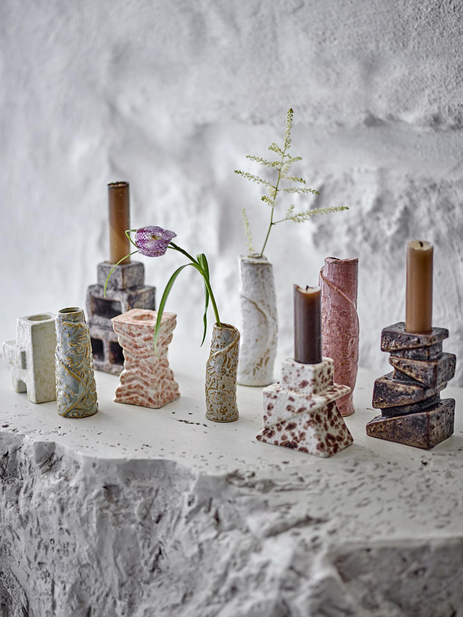 Hale Candle Holder - Brown - Brick work