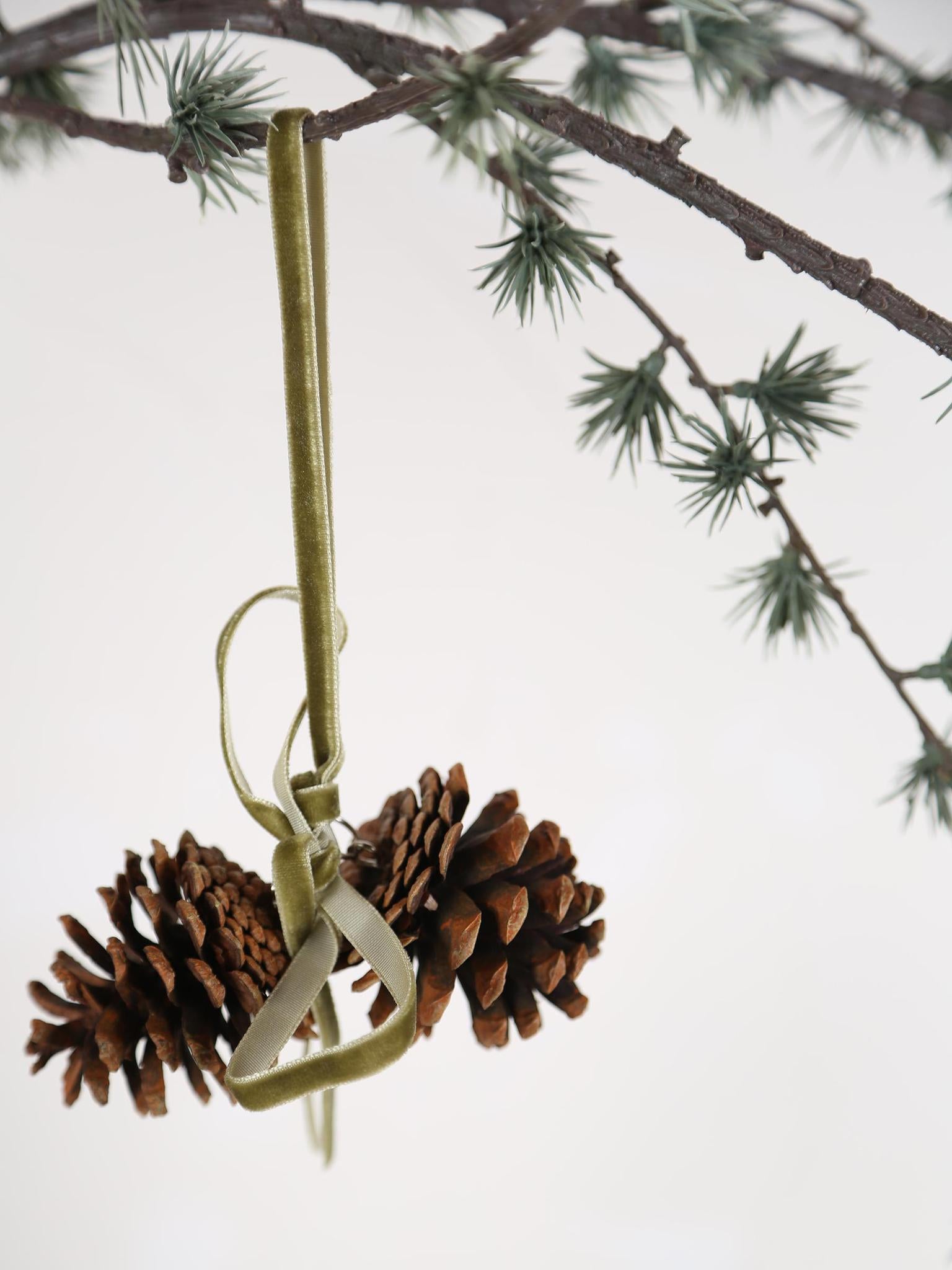 Pinecone Decoration With Sage Bow