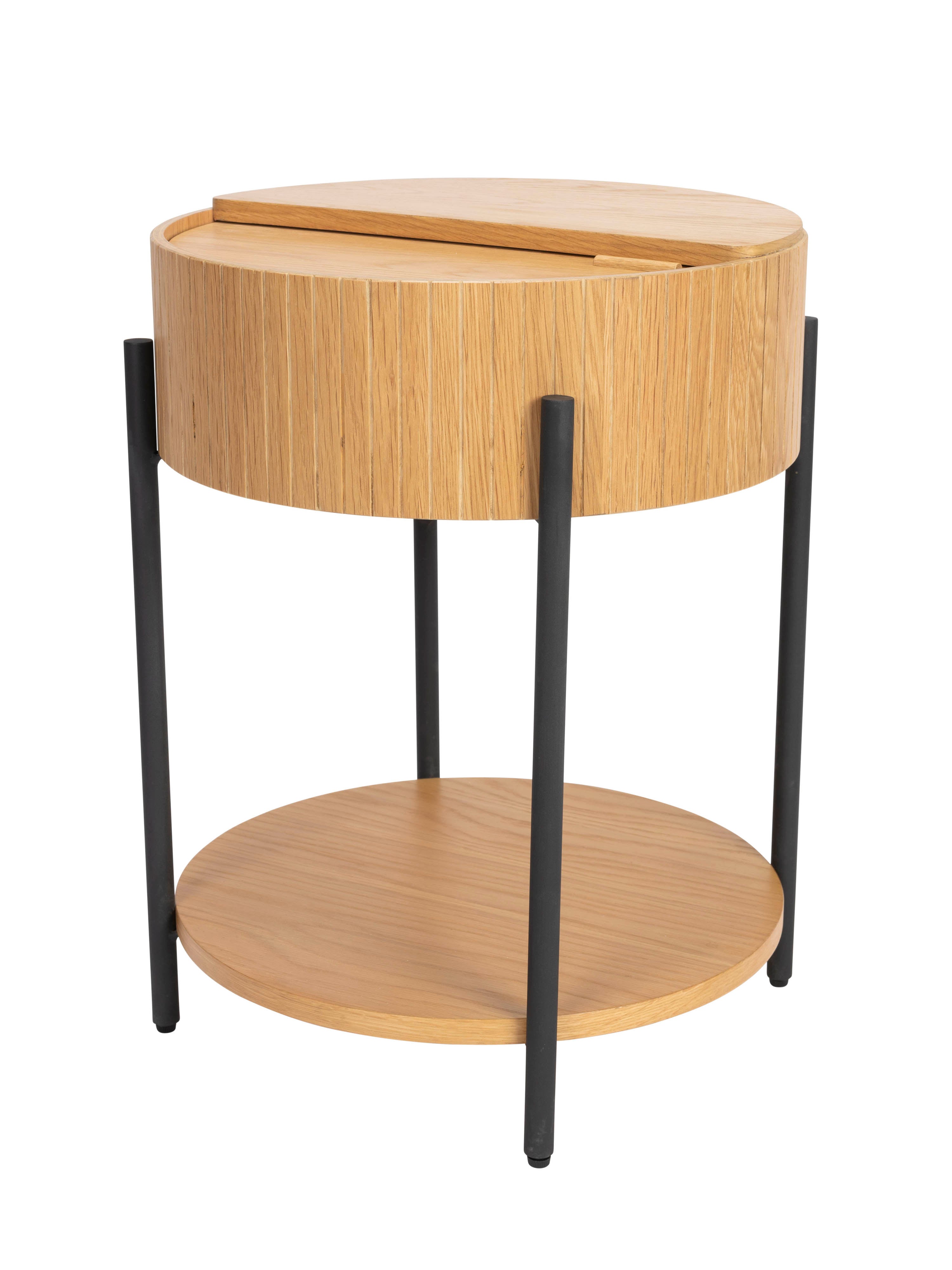 Slides Oak & Metal Round Side Table