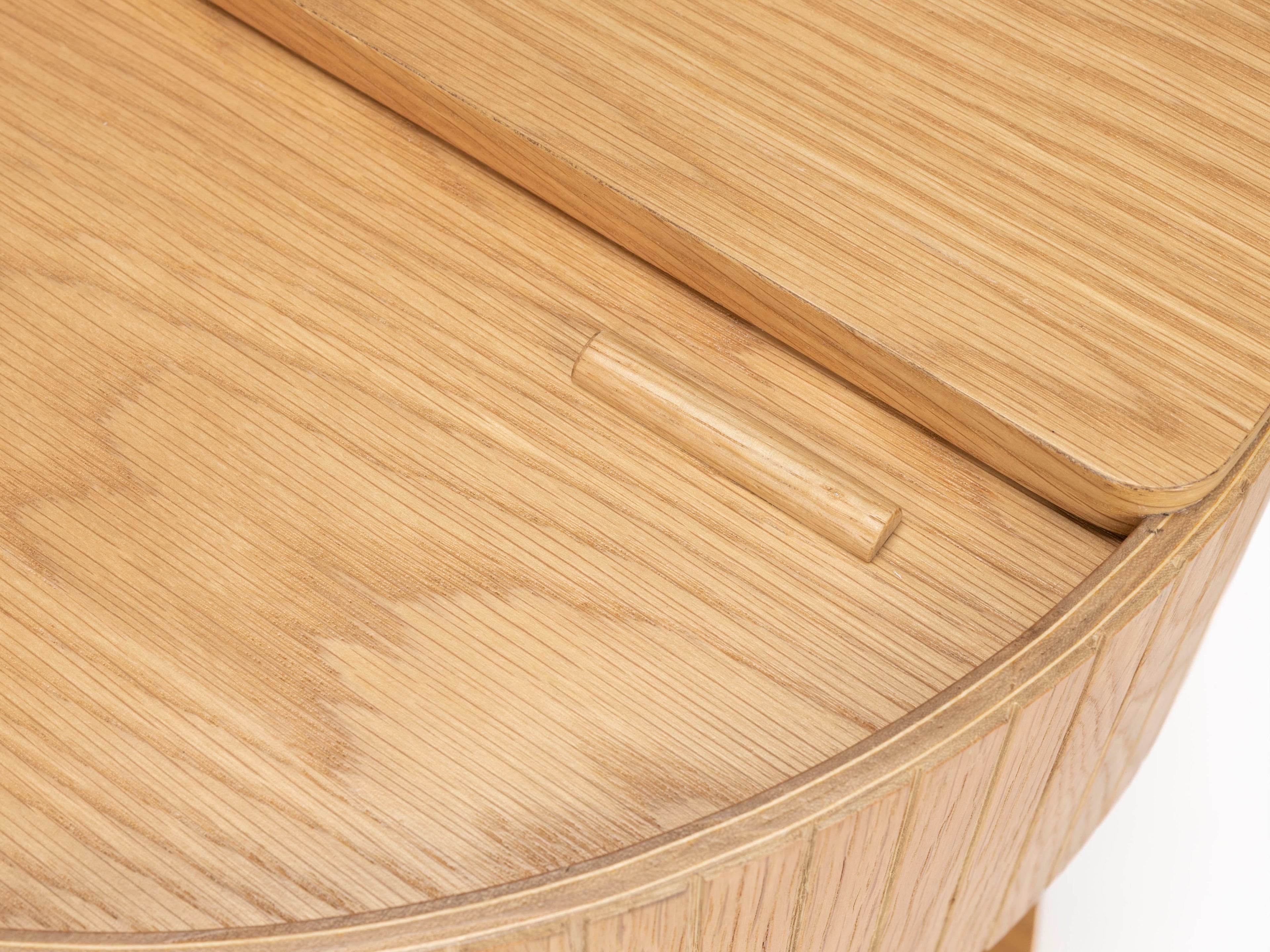 Slides Oak & Metal Round Side Table
