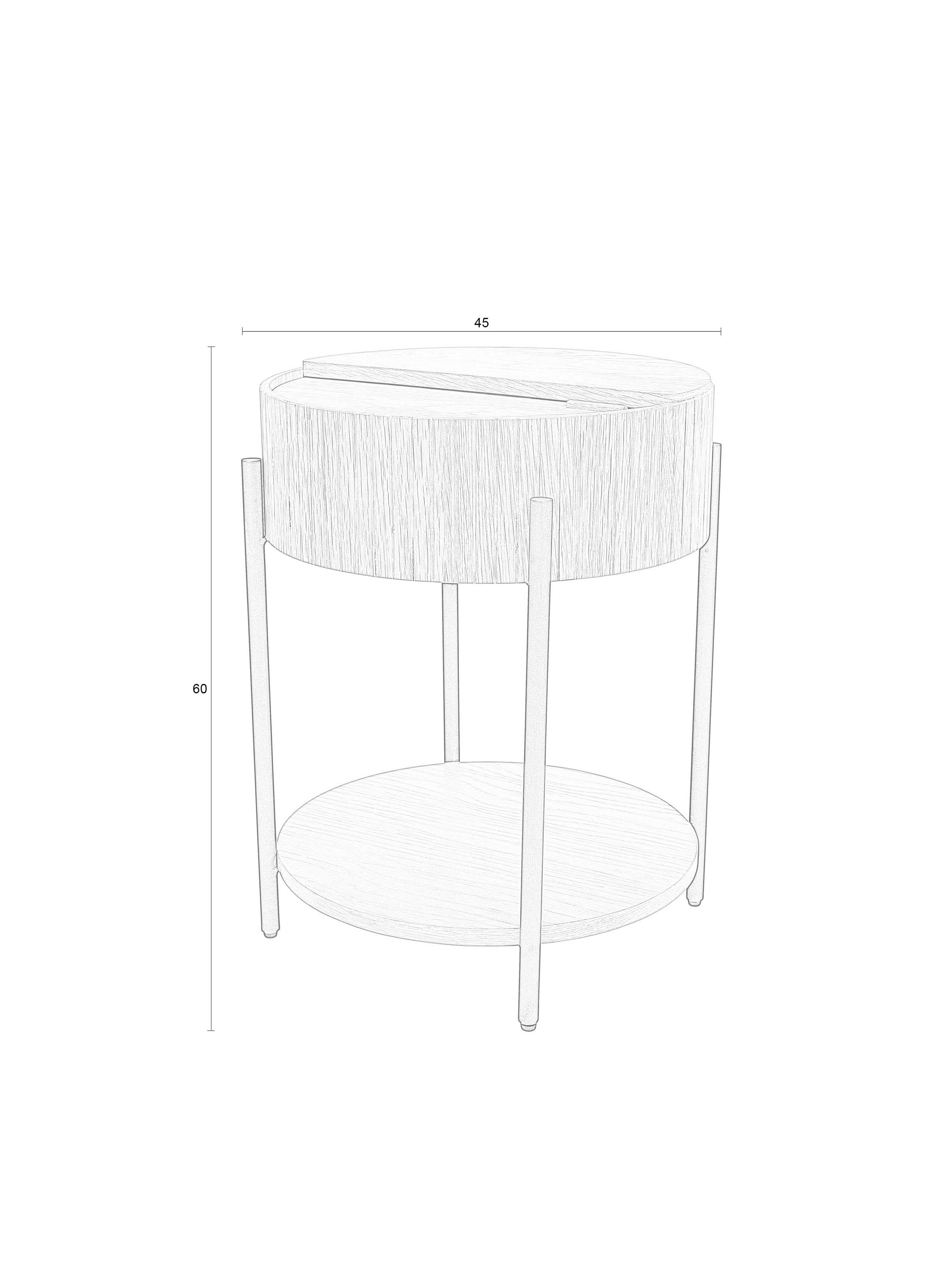 Slides Oak & Metal Round Side Table