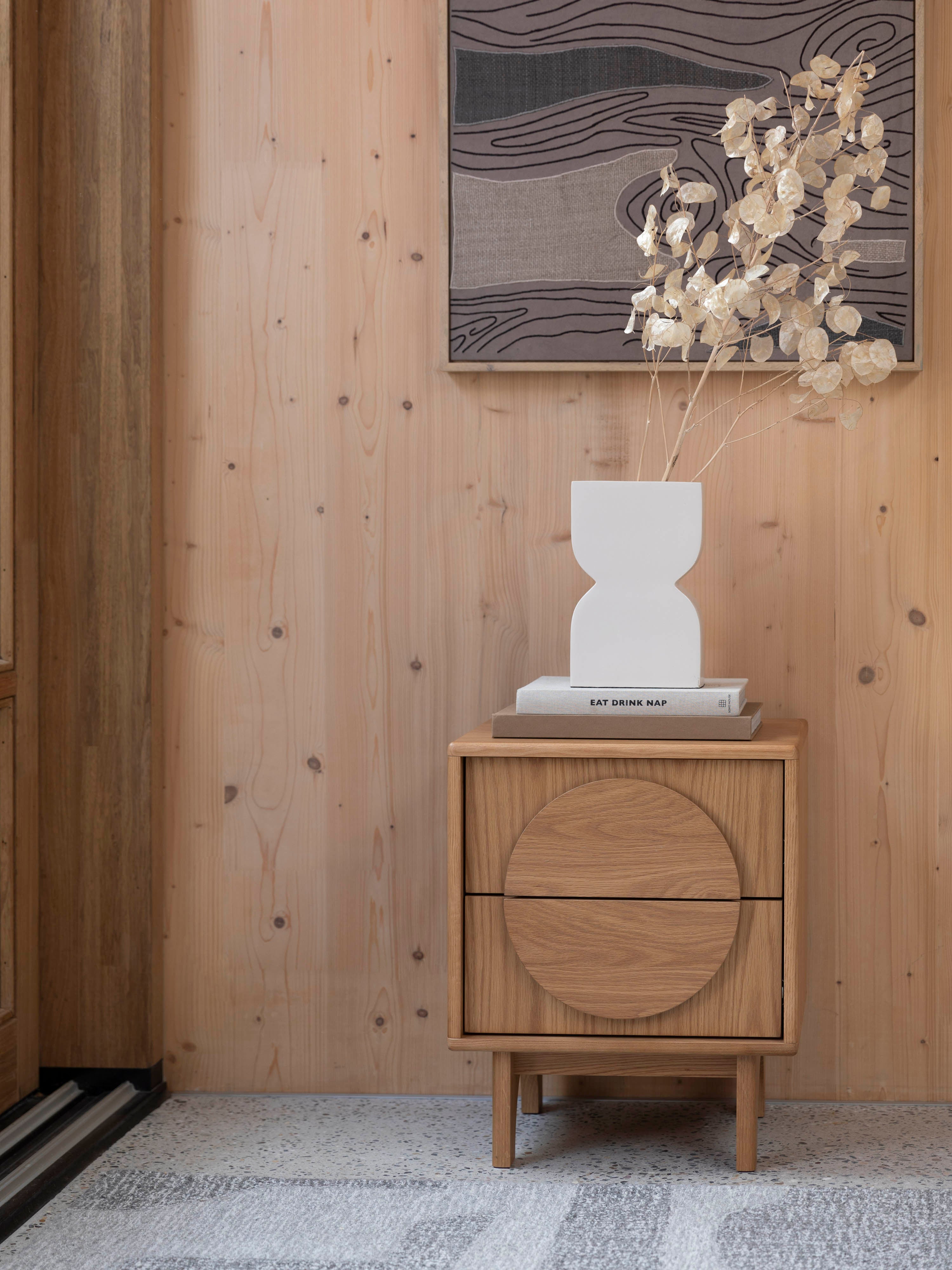 Groove Bedside Table - Natural Oak