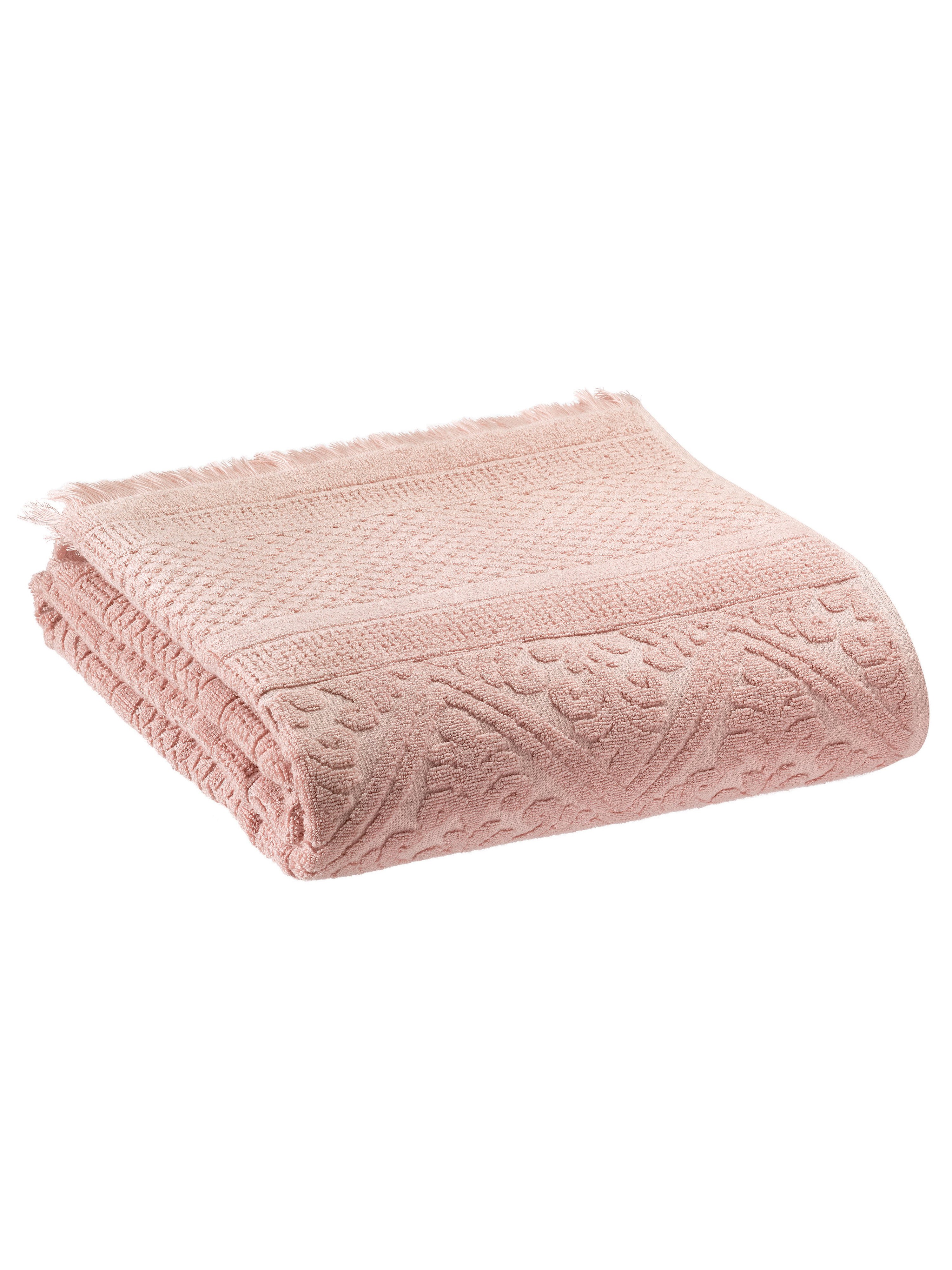 Embossed Jacquard Towel in Aubepine Pale Pink - 4 Sizes Available