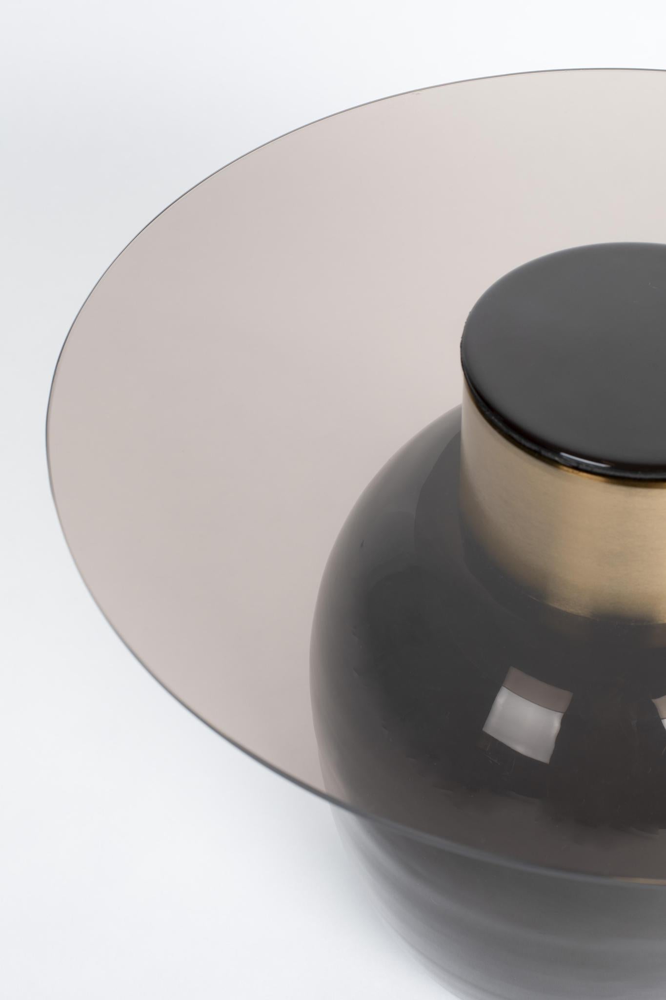 Mohra Enamel & Smoked Glass Side Table - 2 Sizes Available