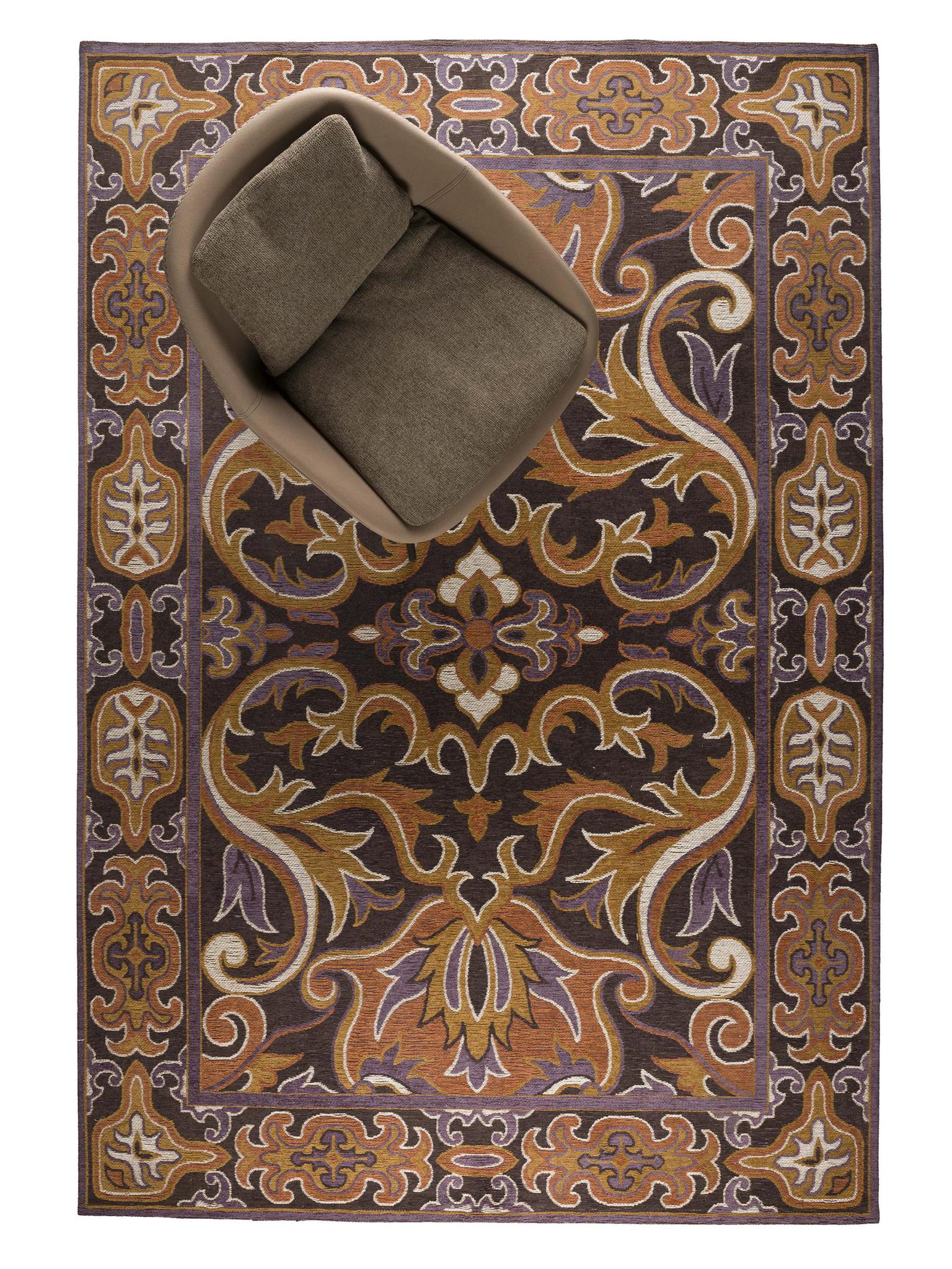 Bashmira Patterned Rug - Burnt orange, Deep Purple