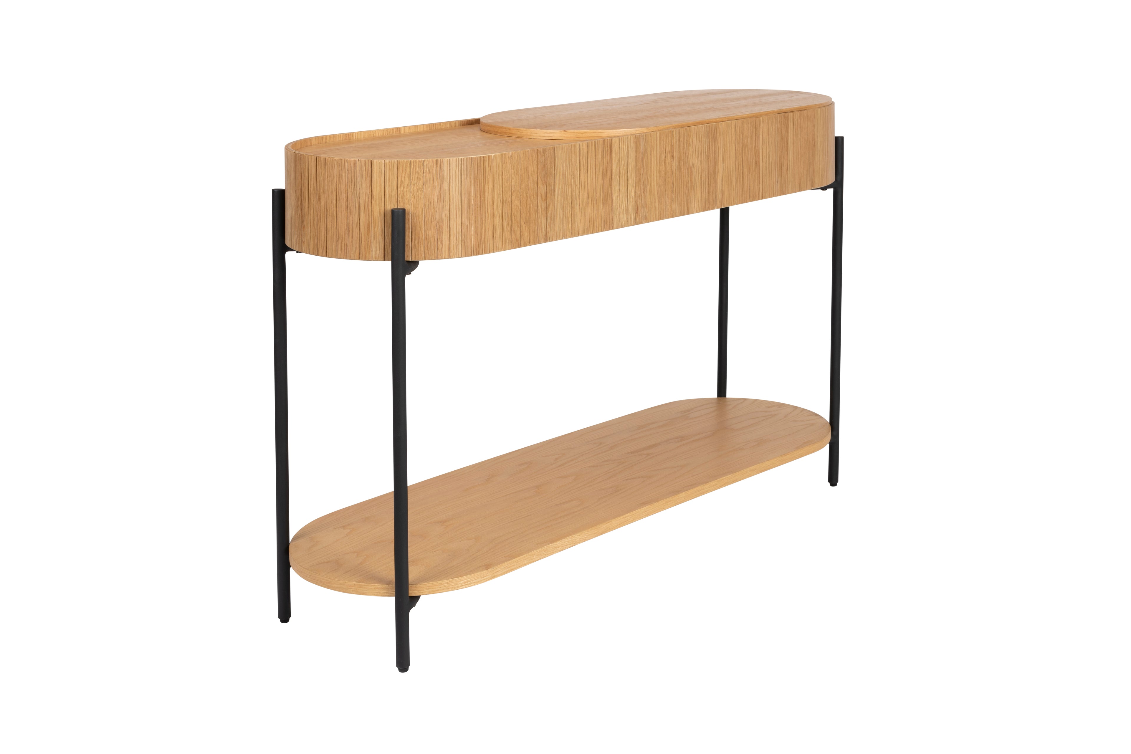 Slides Oak & Metal Oval Console Table