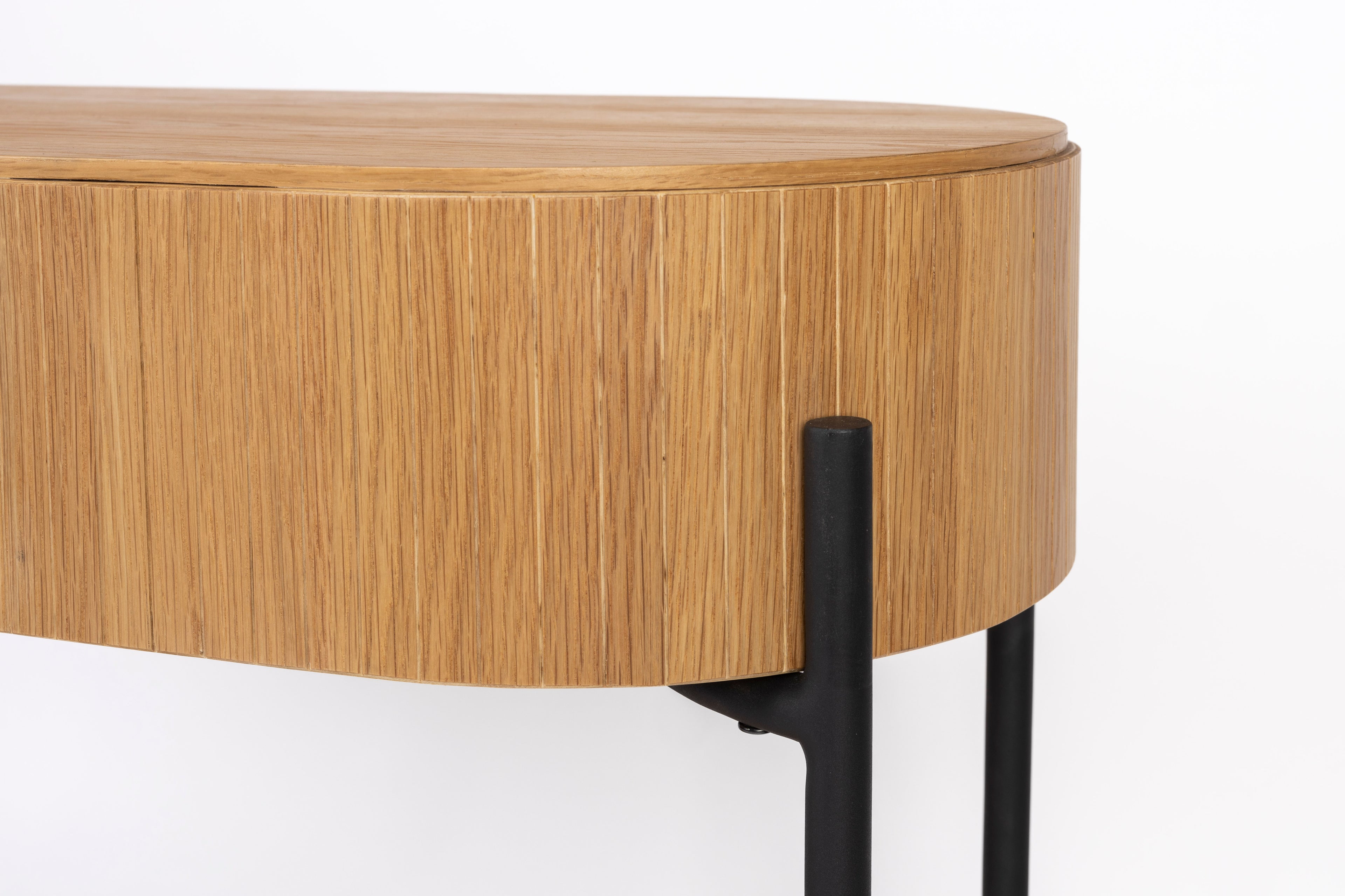 Slides Oak & Metal Oval Console Table