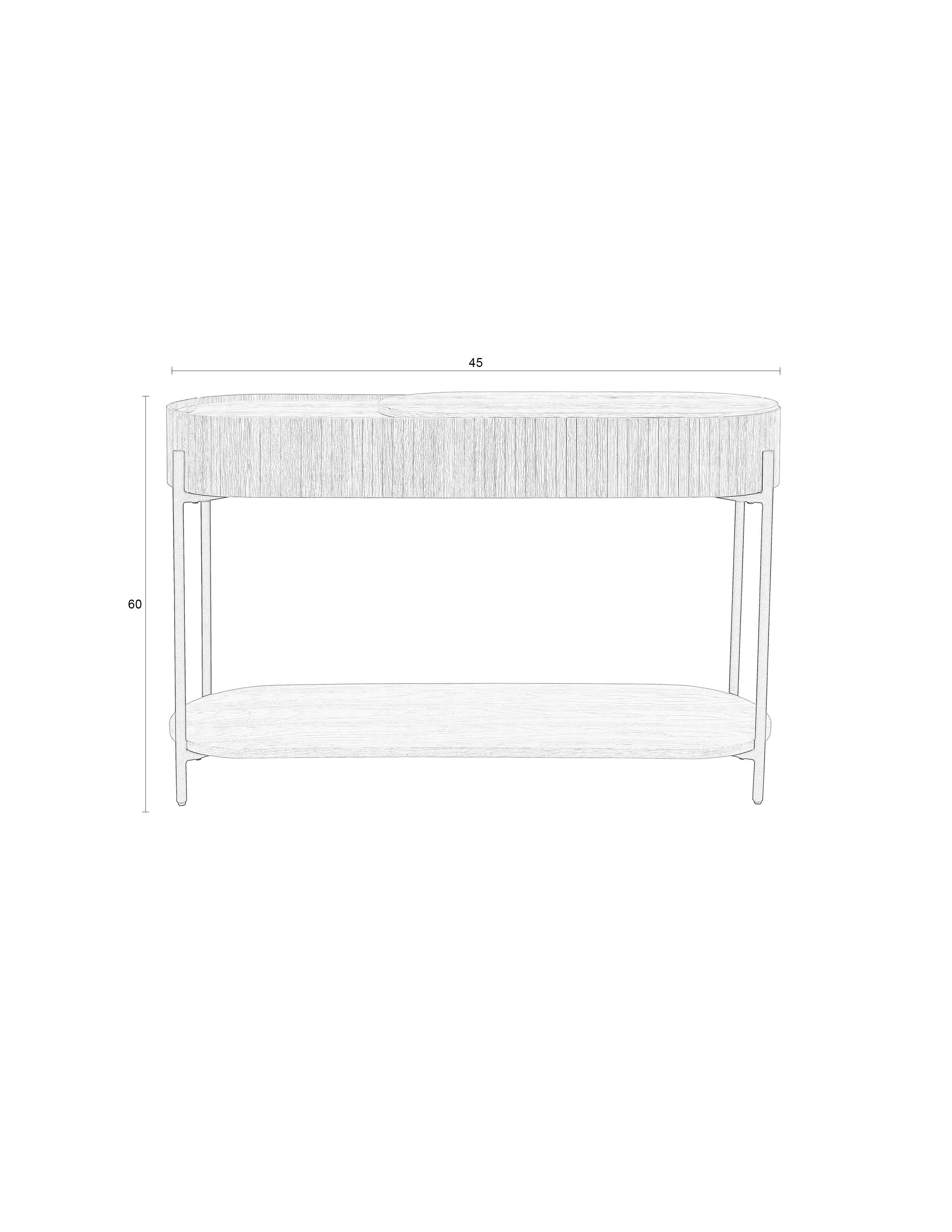 Slides Oak & Metal Oval Console Table