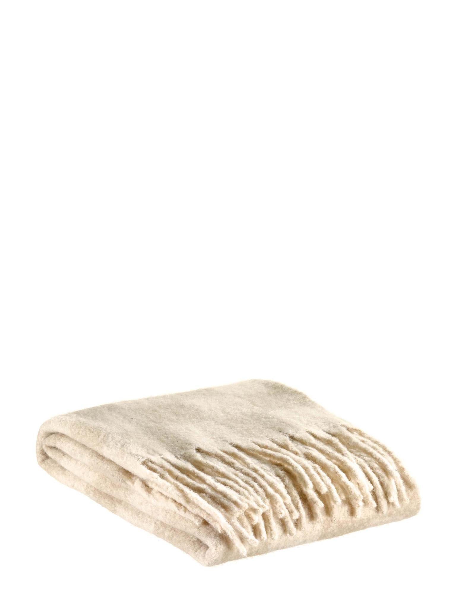 Isabel Recycled Checked Fringed Throw - Natural