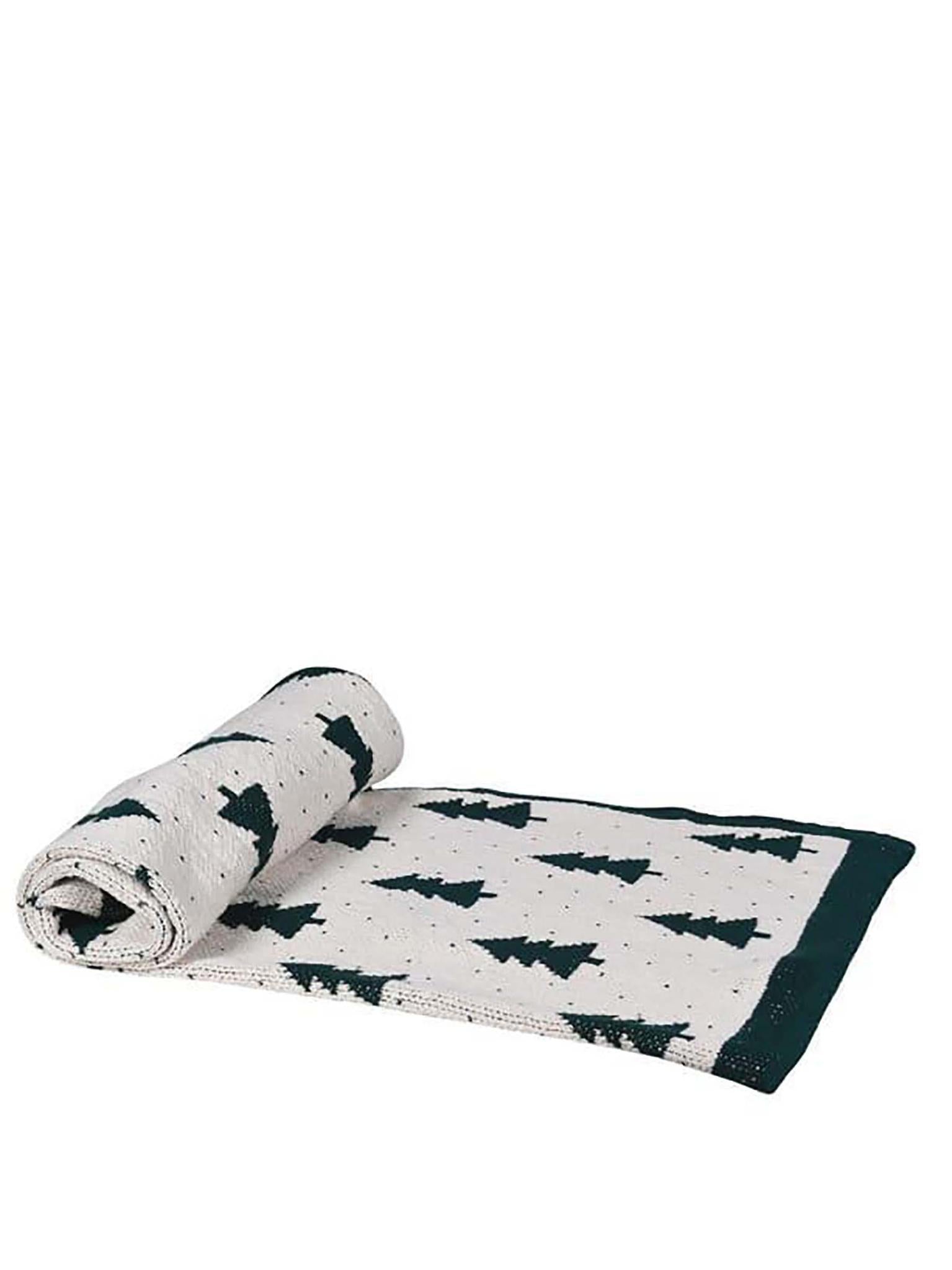 Knitted Christmas Tree Throw - Dark Green