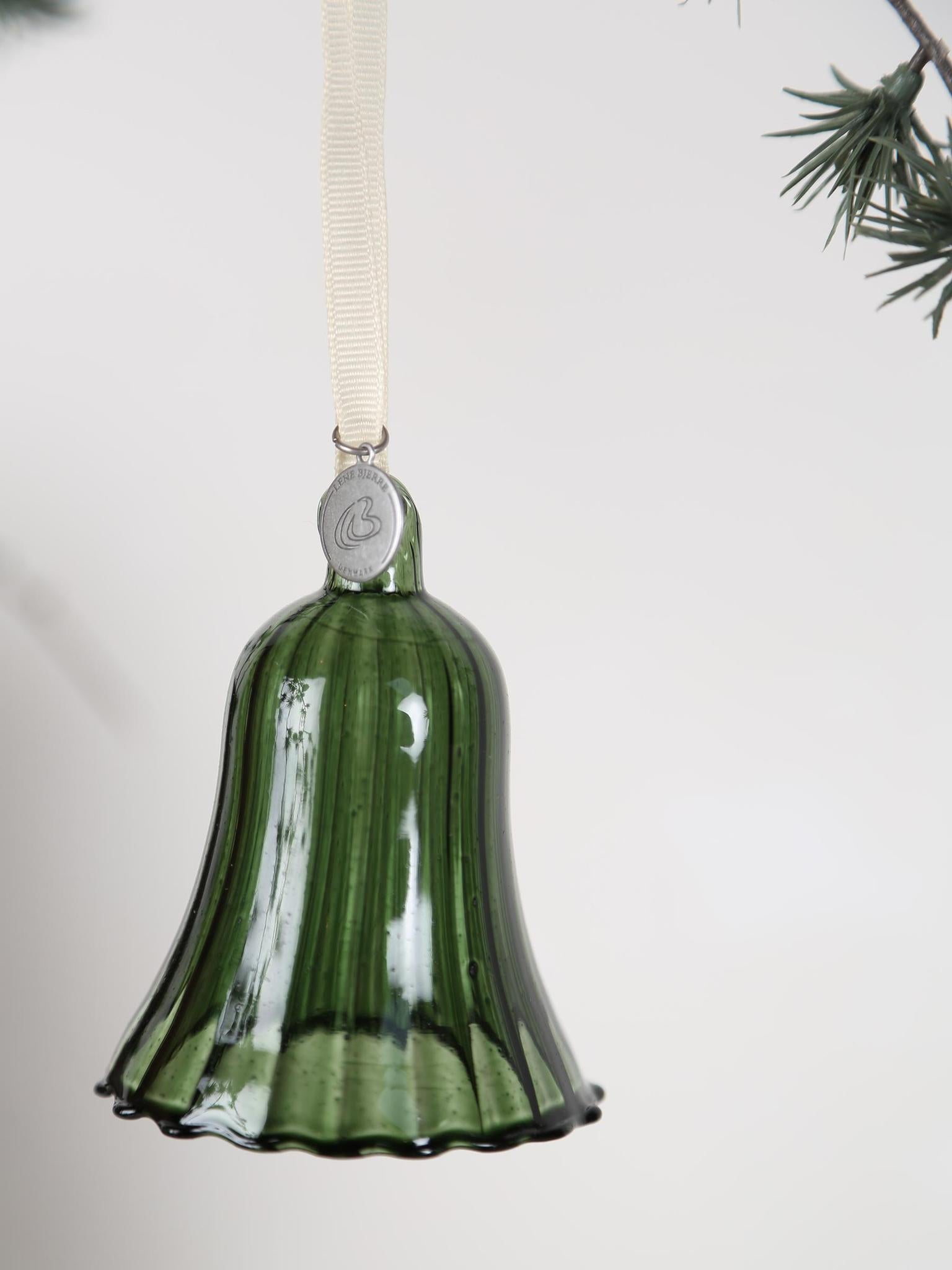 Glosille Glass ornament bell Flower Green