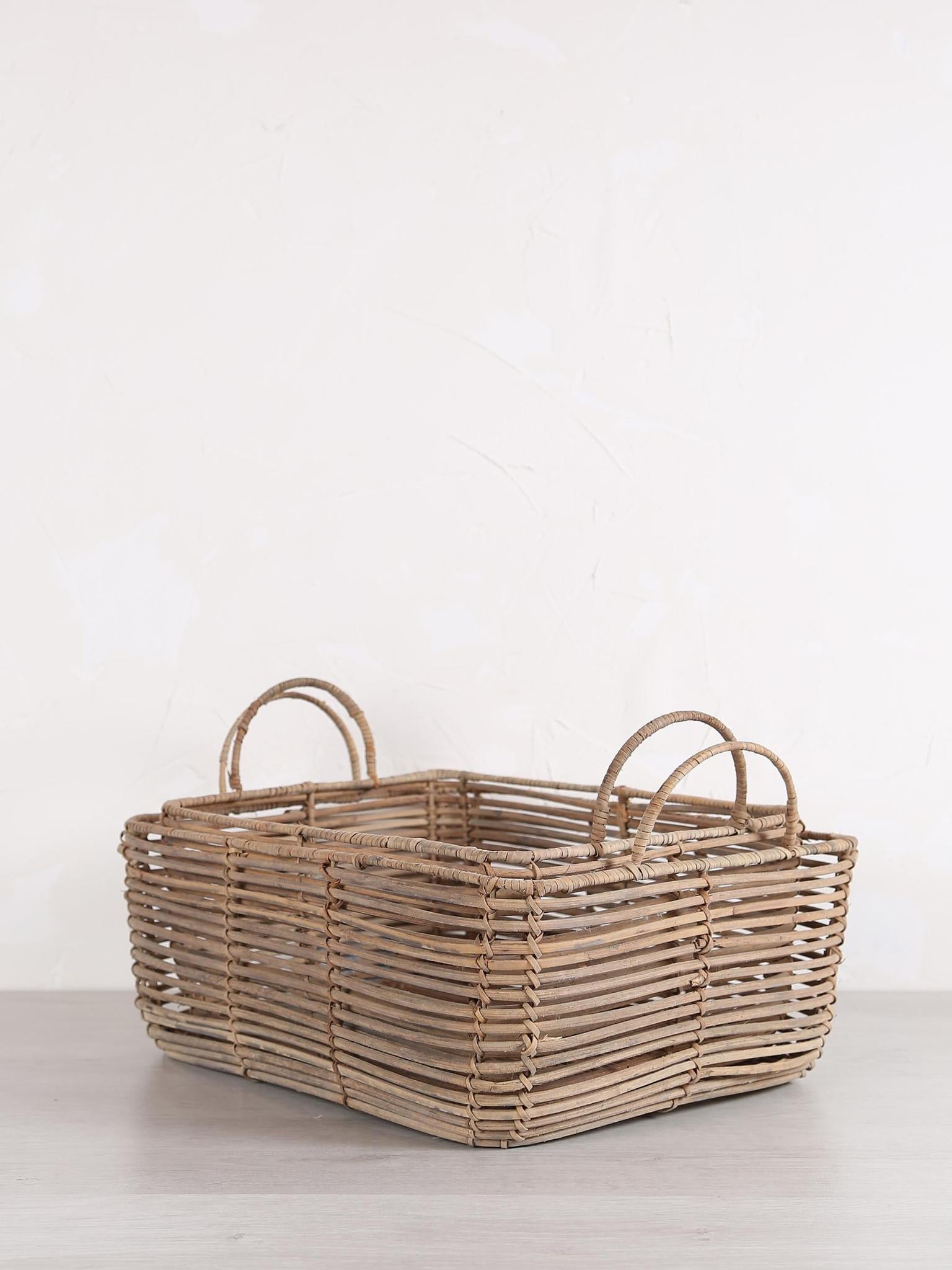 Harper Shallow Basket - Nature grey - 2 Sizes Available