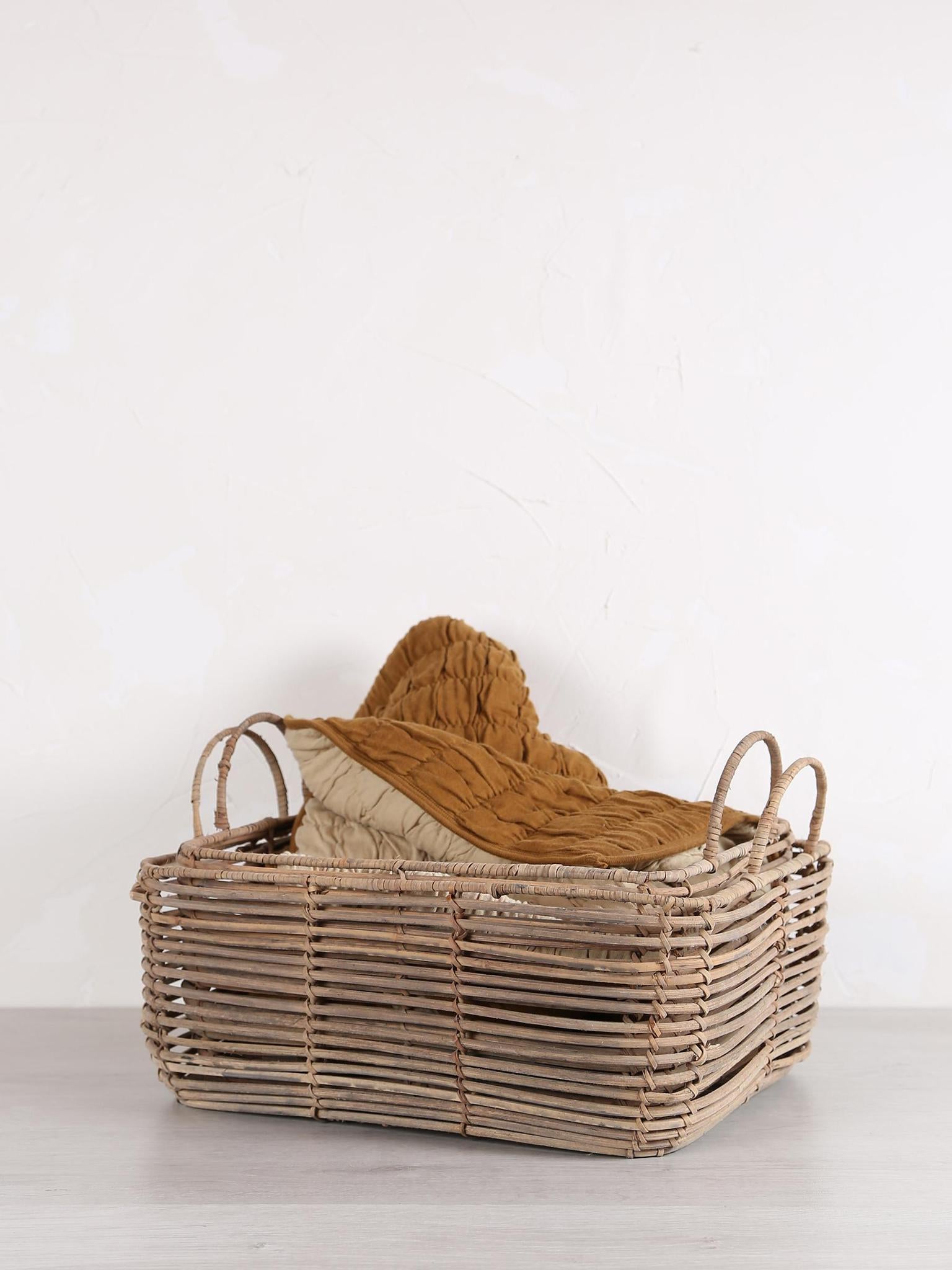 Harper Shallow Basket - Nature grey - 2 Sizes Available